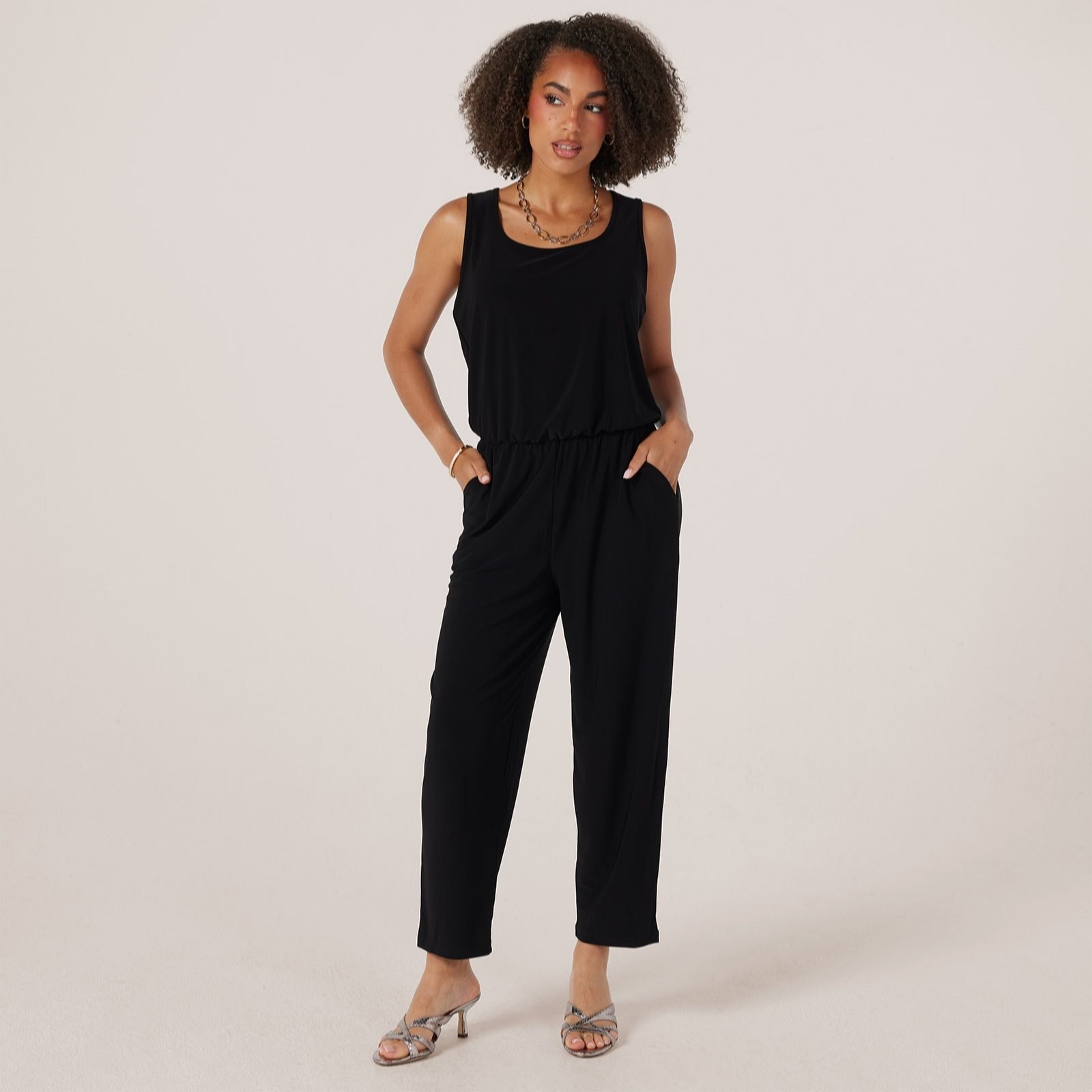 Kim & Co Black,Sand Brazil Jersey Ankle Length Jumpsuit