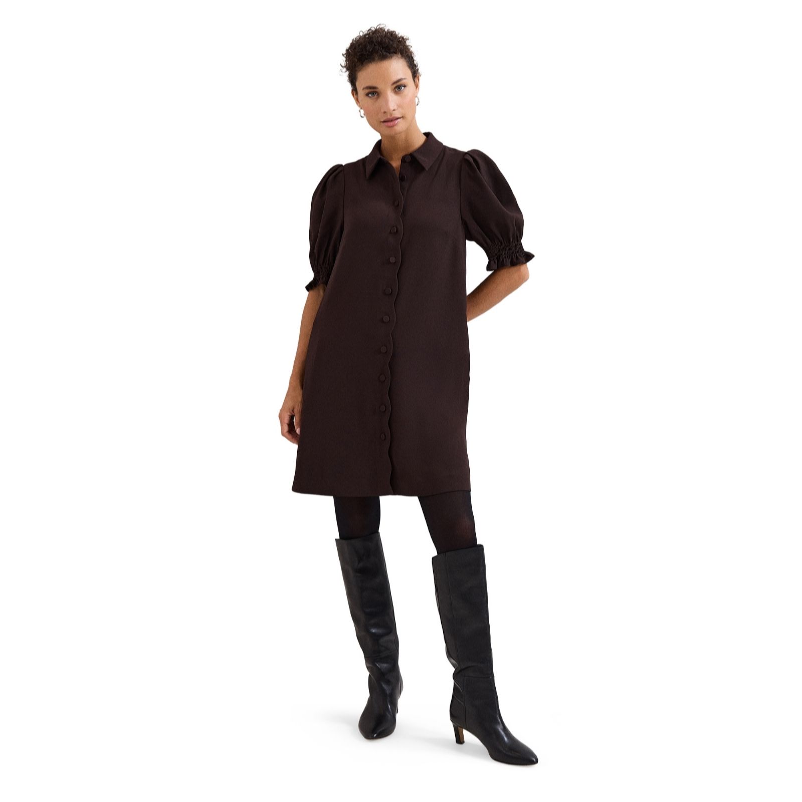 Phase Eight Brown Candice Scallop Dress