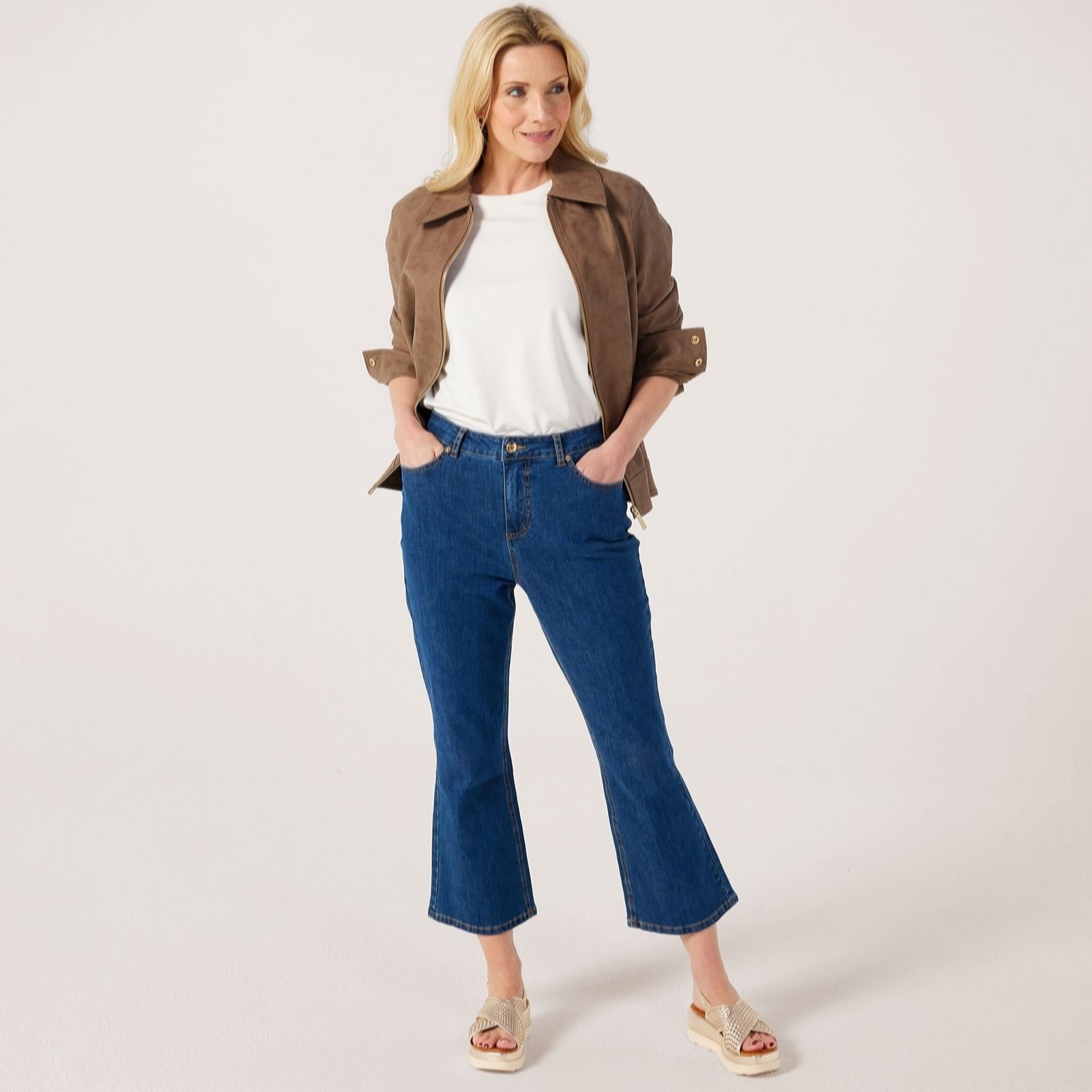 Ruth Langsford Indigo 7/8Th Kick Flare Stretch Jeans Petite