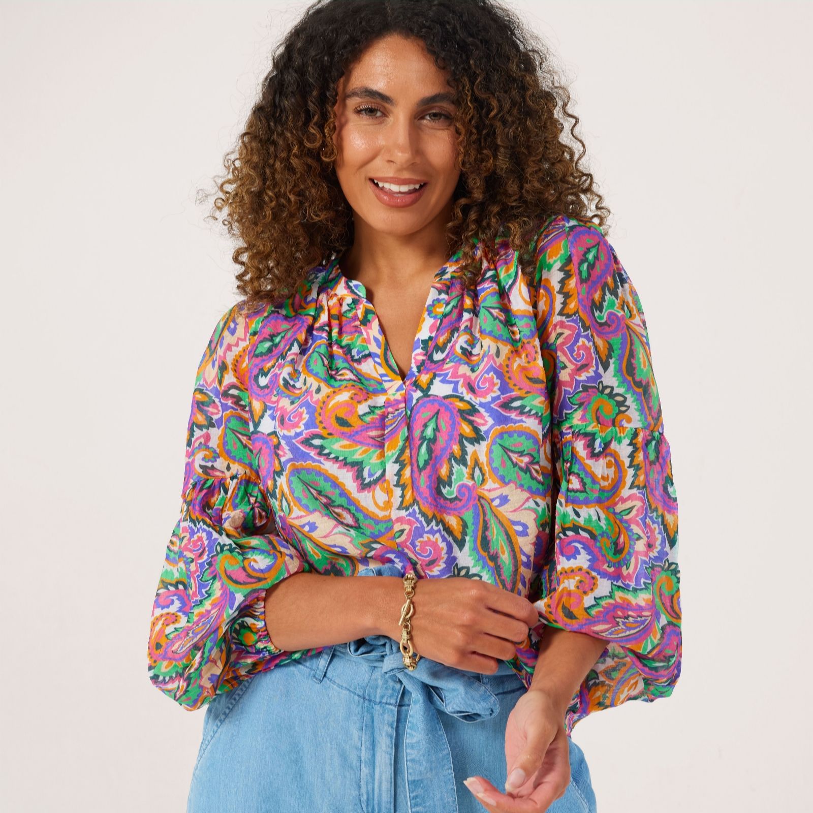 Dannii Minogue Blouson Sleeve Printed Blouse Petite