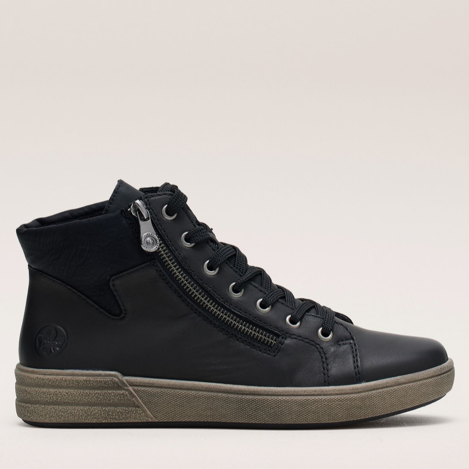 Rieker Black Zip High Top Trainer