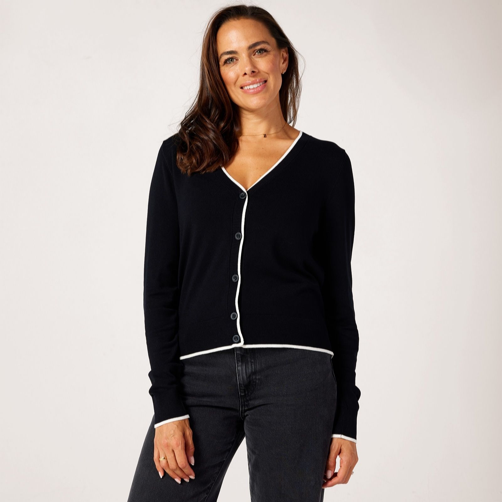 Jdy Black Basica Contrast Knitted Cardigan