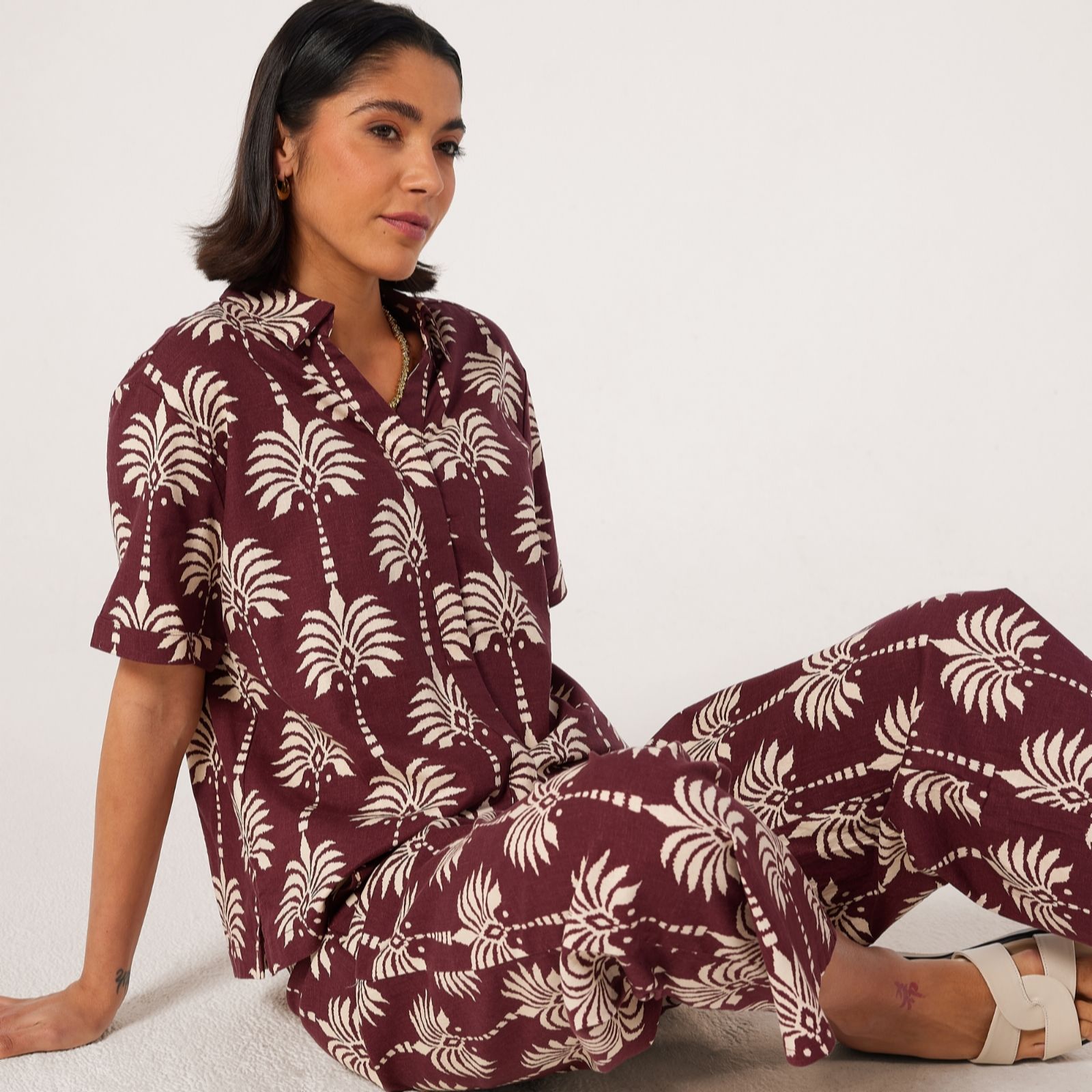 Ben De Lisi Raisin Palm Studio 70 Button Through Printed Shirt