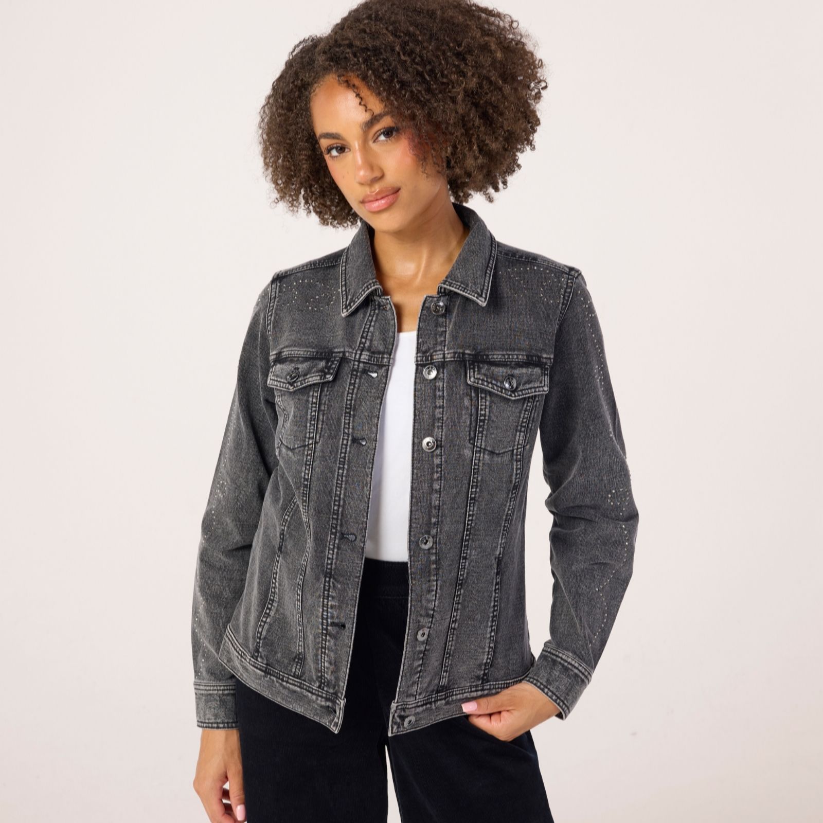 Denim & Co. Limited Edition Studded Denim Jacket women's