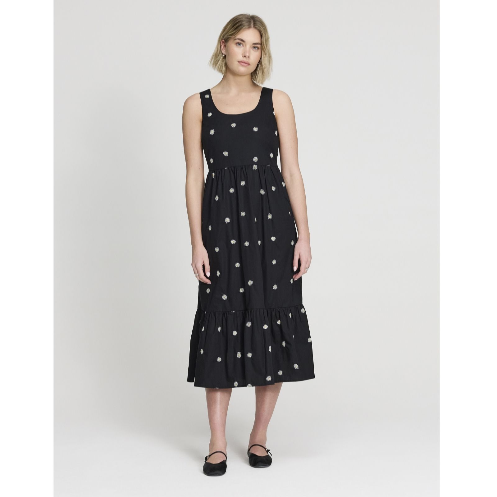 Finery London Cara Cotton Floral Daisy Embroidered Dress Petite women's