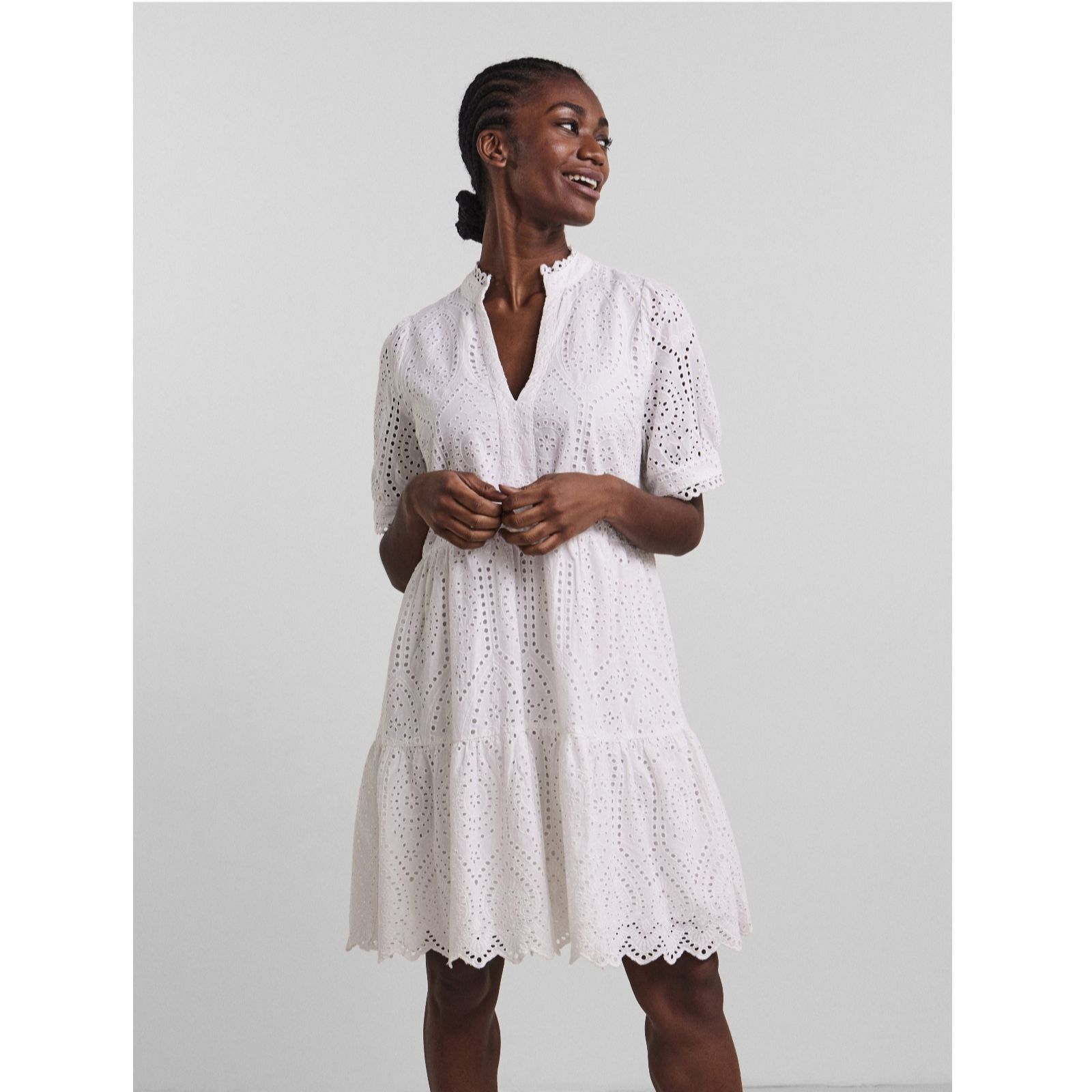 YAS Broiderie Short Sleeve Dress