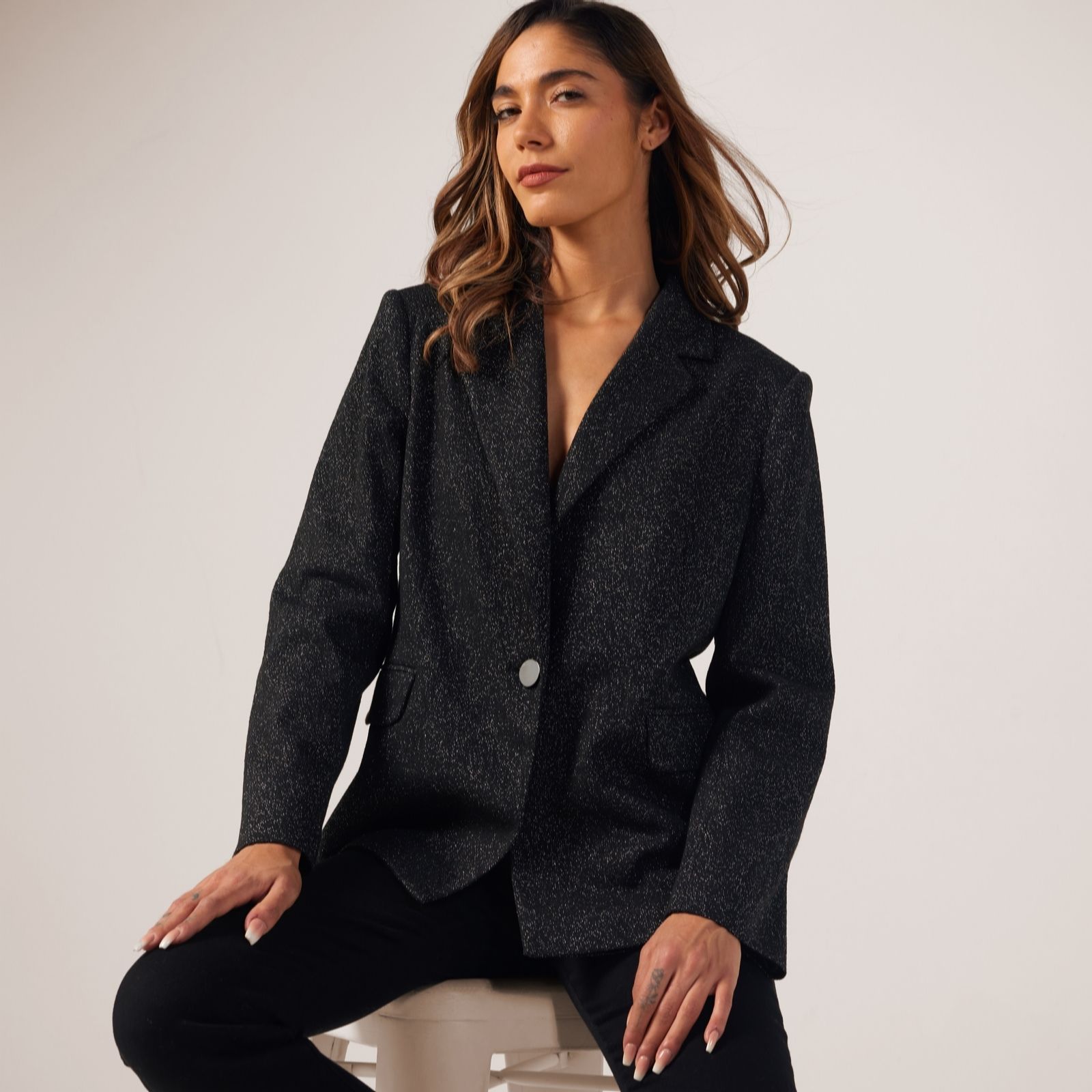 Helene Berman Gold Glitter Stretch Jersey Blazer