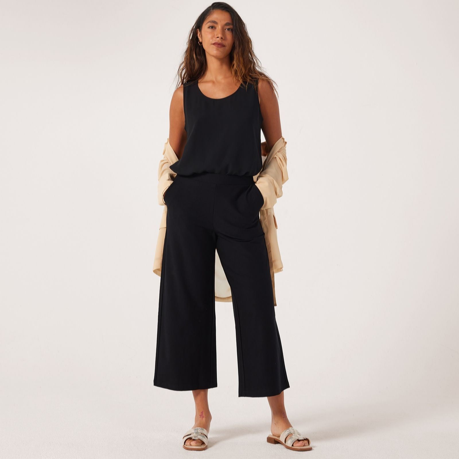 MarlaWynne Knit Crepe Wide Leg Standard Trousers