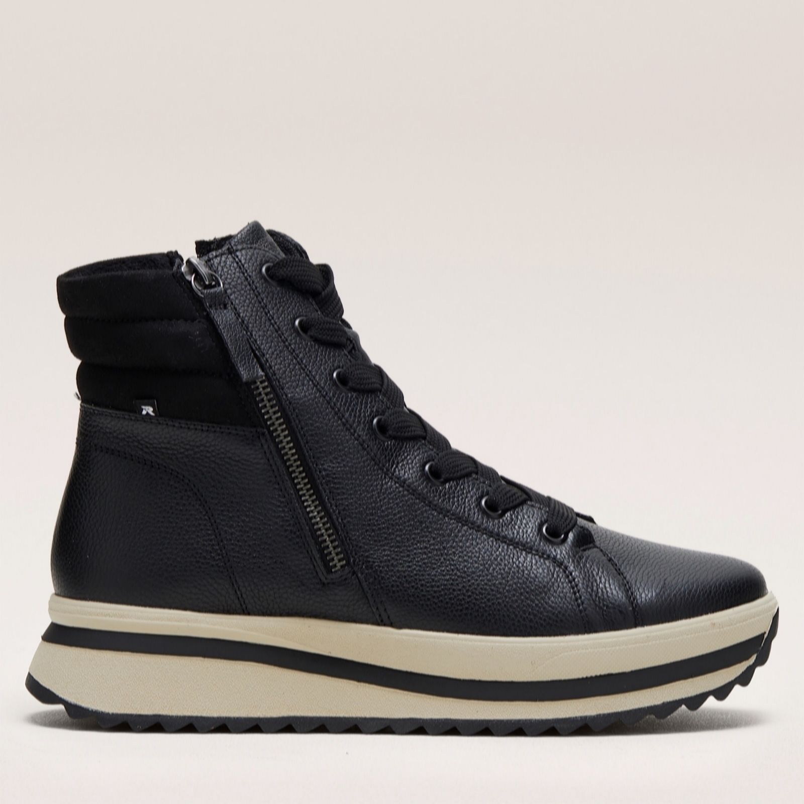 Rieker Black High Top Lace Up Trainer