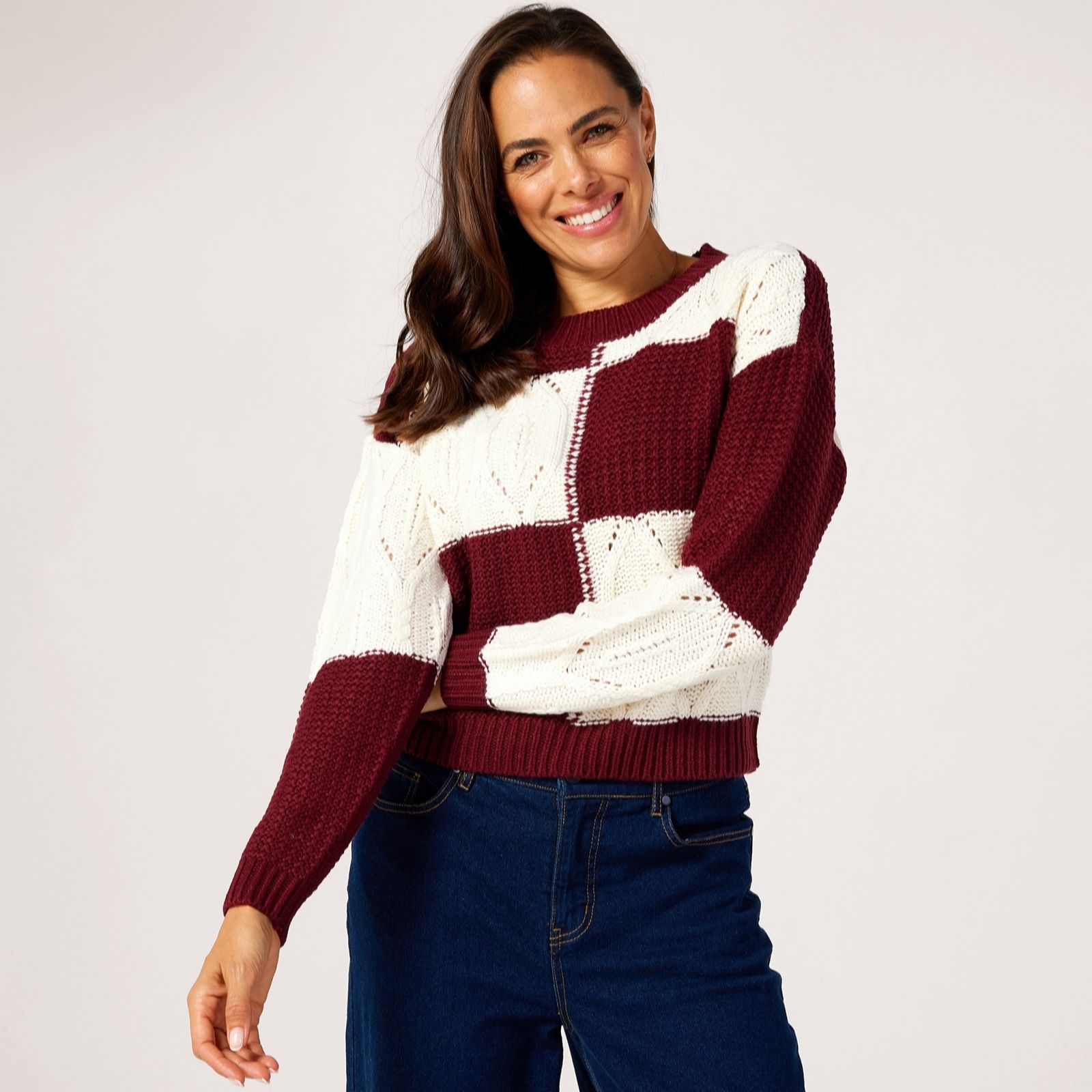 JDY Justy Colour Block Textured Knitted Jumper women's