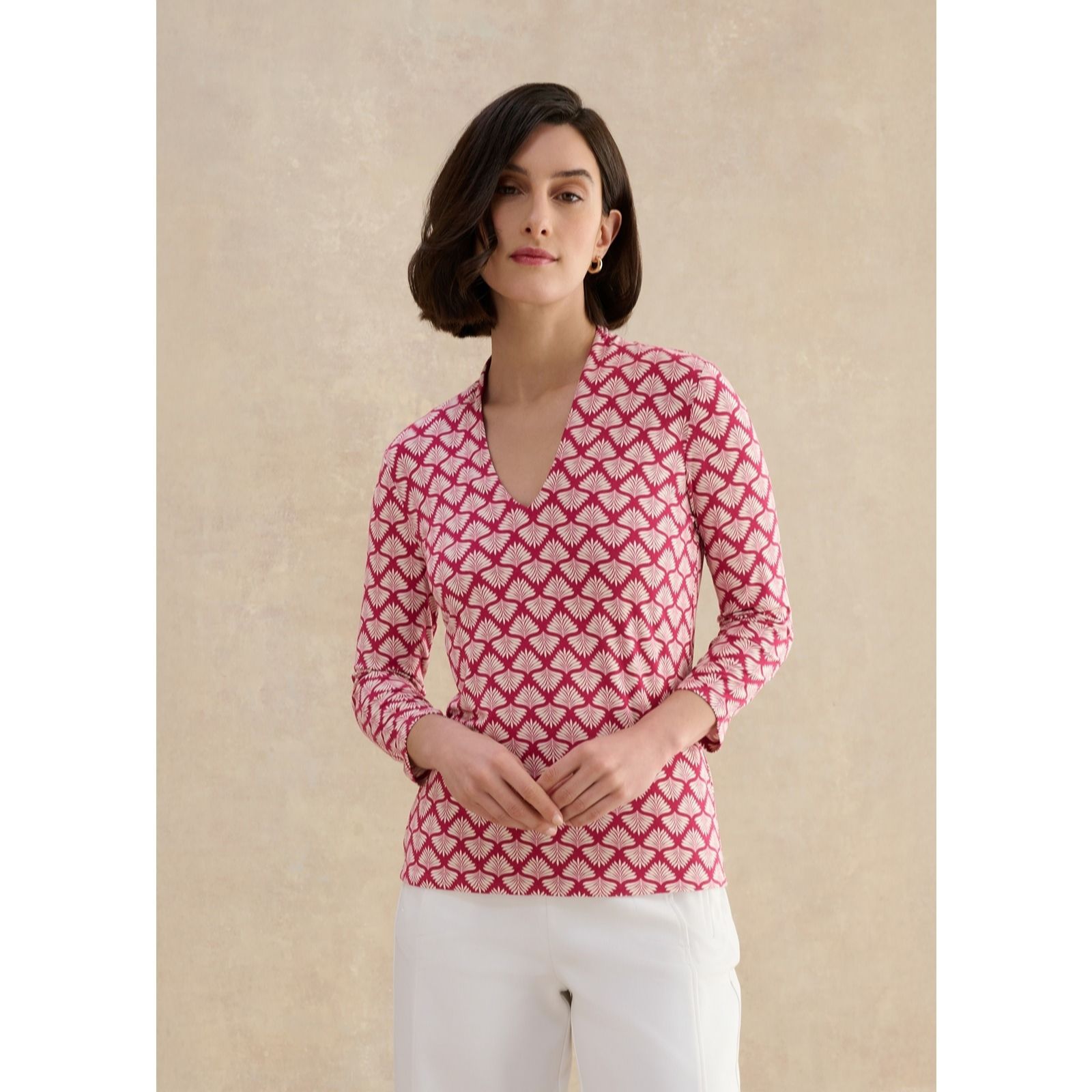 Hobbs London Pink Ivory Printed Aimee Top