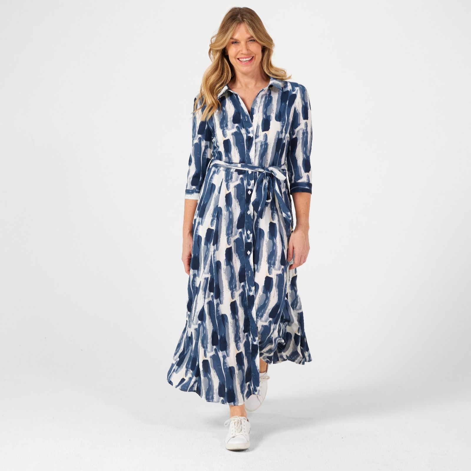 Izabel London Printed Long Sleeve Midi Shirt Dress women&rsquo;s