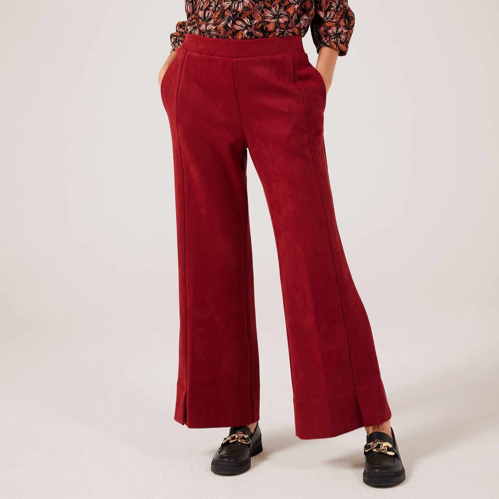 Marlawynne Black Faux Suede Flared Trousers
