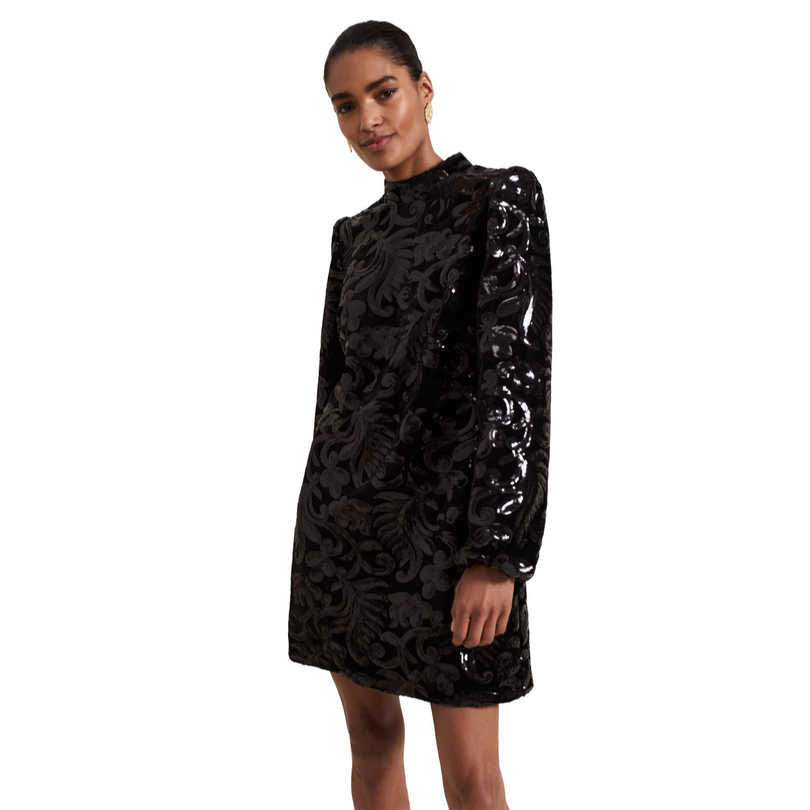 Phase Eight Trudy Black Sequin Velvet Shift Dress