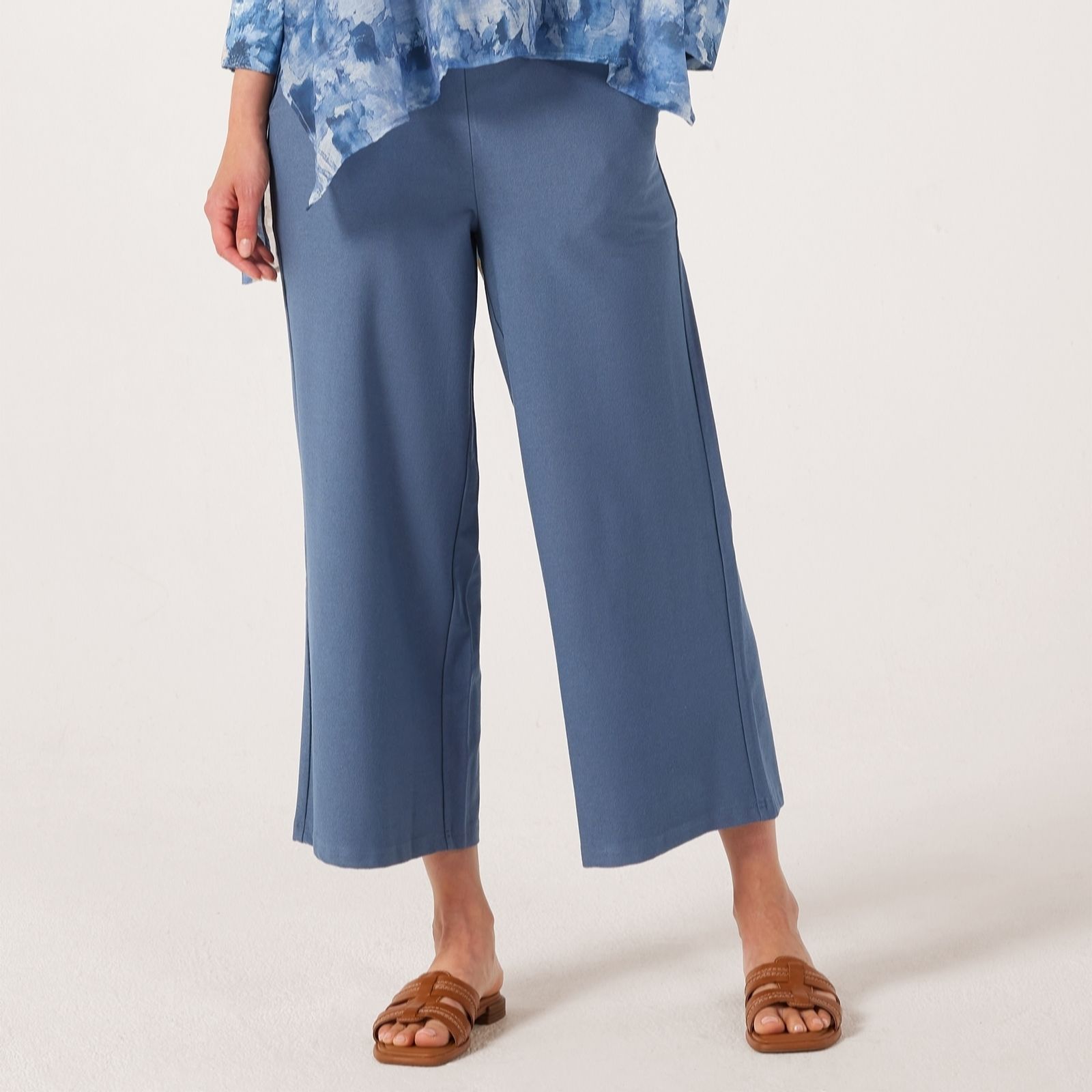 Marlawynne Black Knit Crepe Wide Leg Petite Trousers