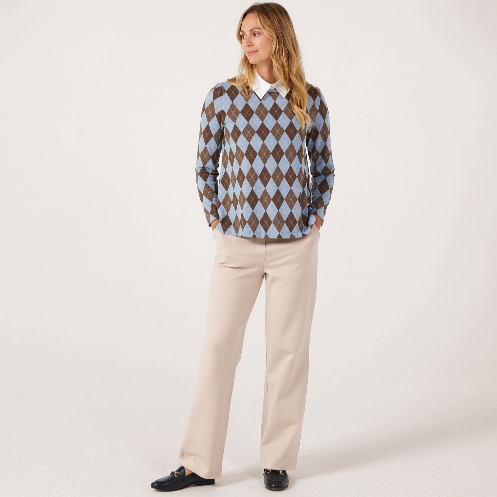 Kim & Co Brown Strech Ponte Mary Straight Leg Standard Trousers With Pockets
