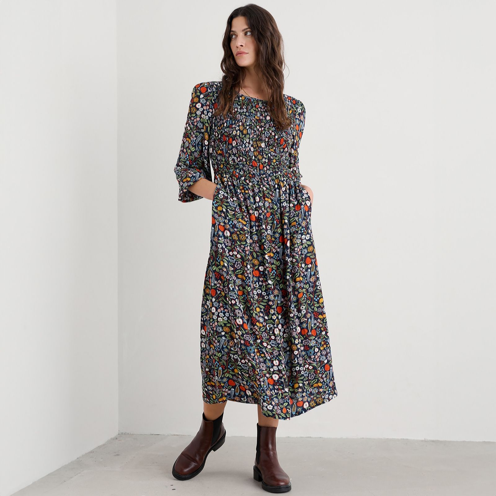 Seasalt Cornwall Navy Multi Meadowsweet Dress