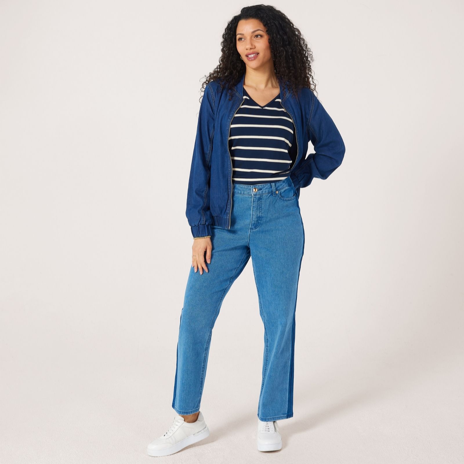 Ruth Langsford Indigo Side Stripe Straight Leg Jean Standard