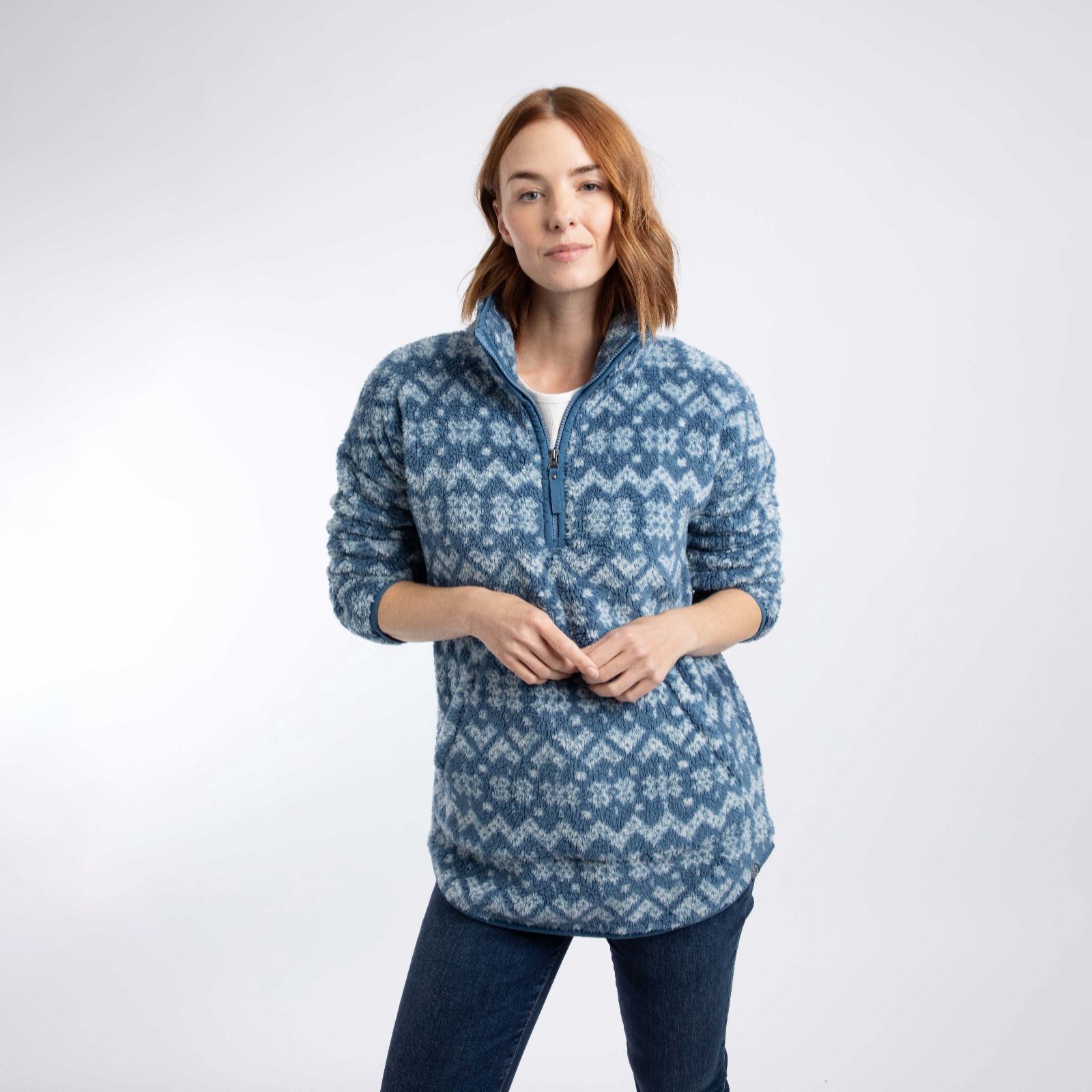 Weird Fish Pikard Printed Plush Quarter Zip Fleece women's