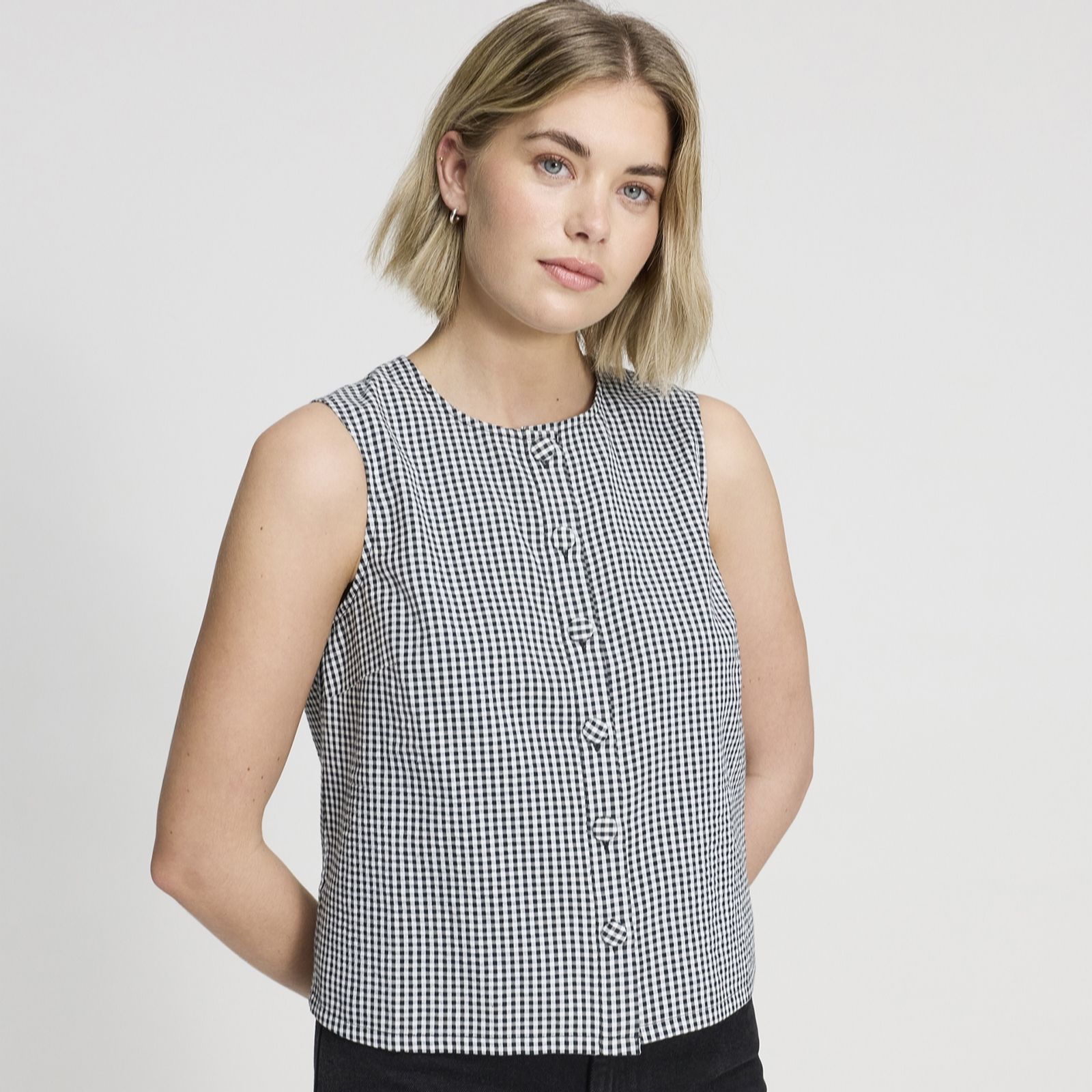 Finery London Maggie Cotton Gingham Button Up Top women's