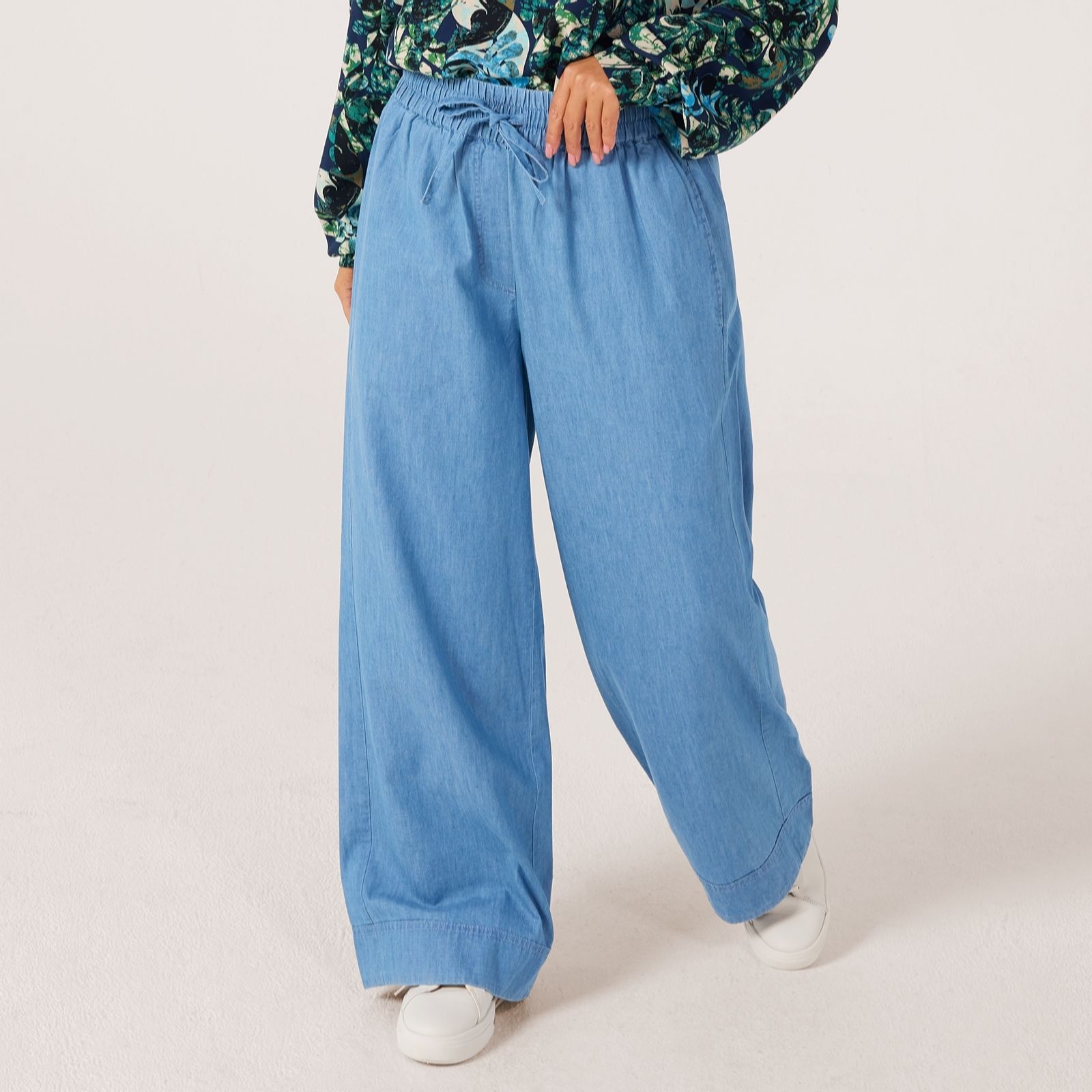 Masai Copenhagen Blue Denim Paxine Cotton Denim Wide Leg Trouser