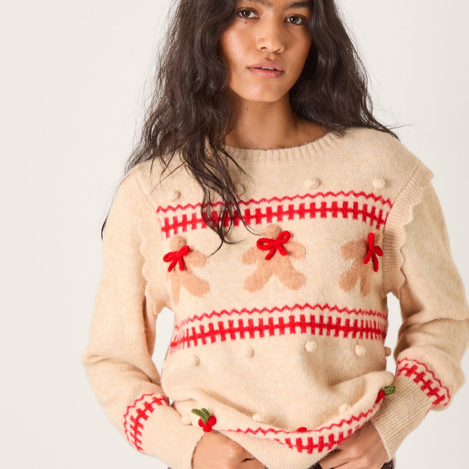Monsoon Women's Ivory Bess Biscuit Jumper