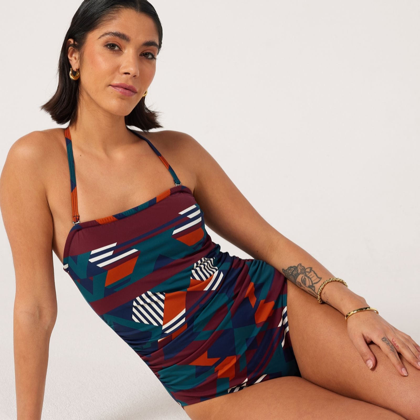 Ben De Lisi Multi Geo Studio 70 Bandeau Geo Print Swimsuit