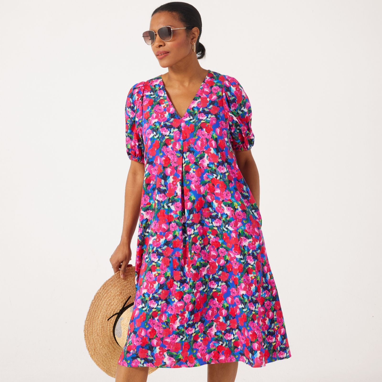 Helene Berman Gold Lurex Floral Print Midi Dress
