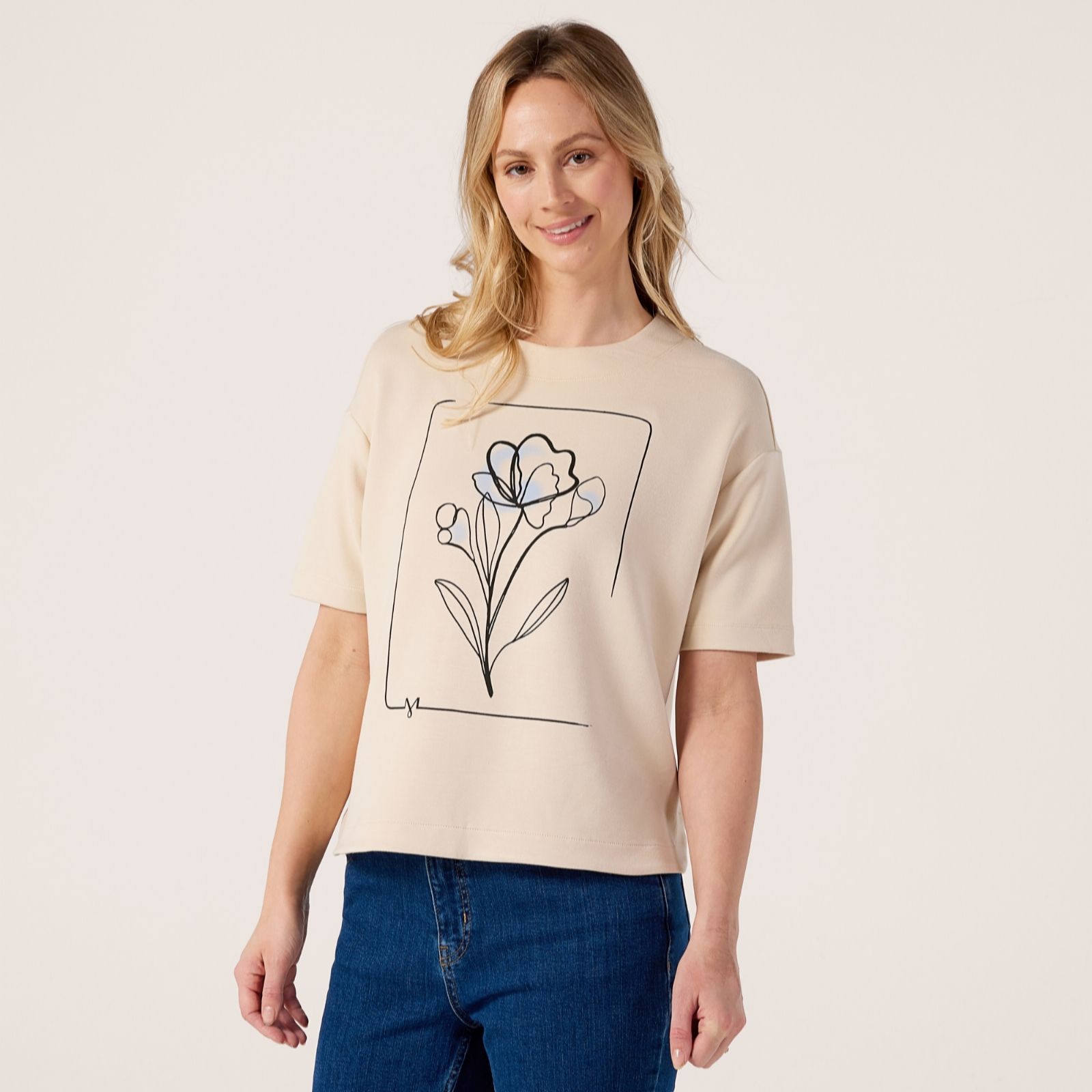 Masai Copenhagen Cream Dominan Neoprene Flower Print Top