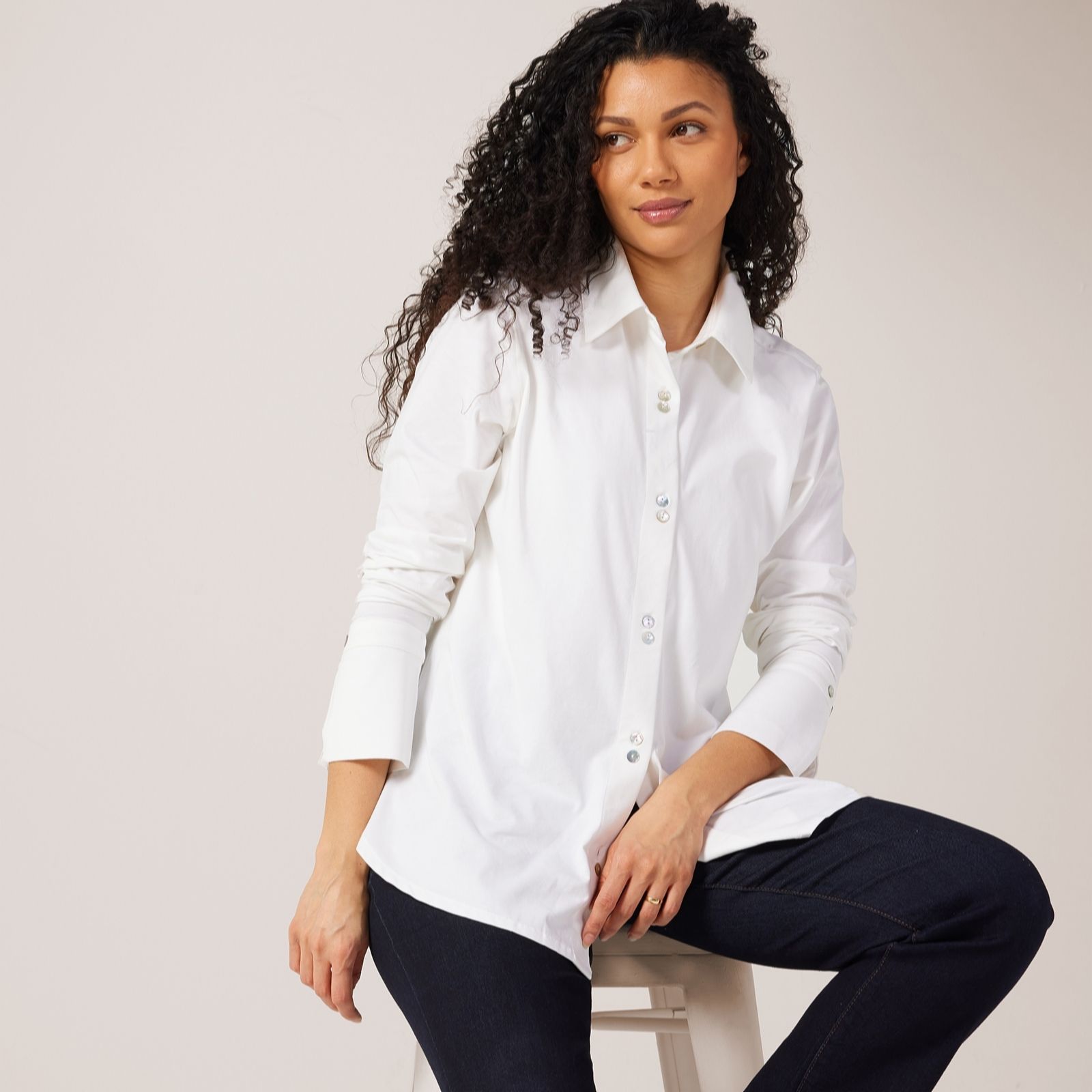 Marlawynne Chartreuse Collection Double Button Wide Cuff Cotton Shirt