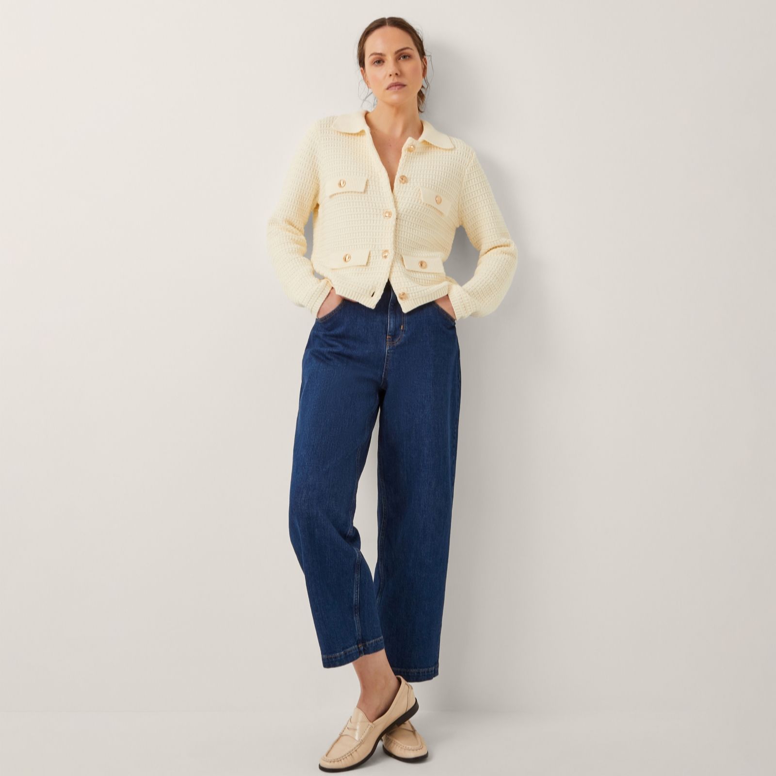 Monsoon Women's Ivory Coby Collar Cardigan
