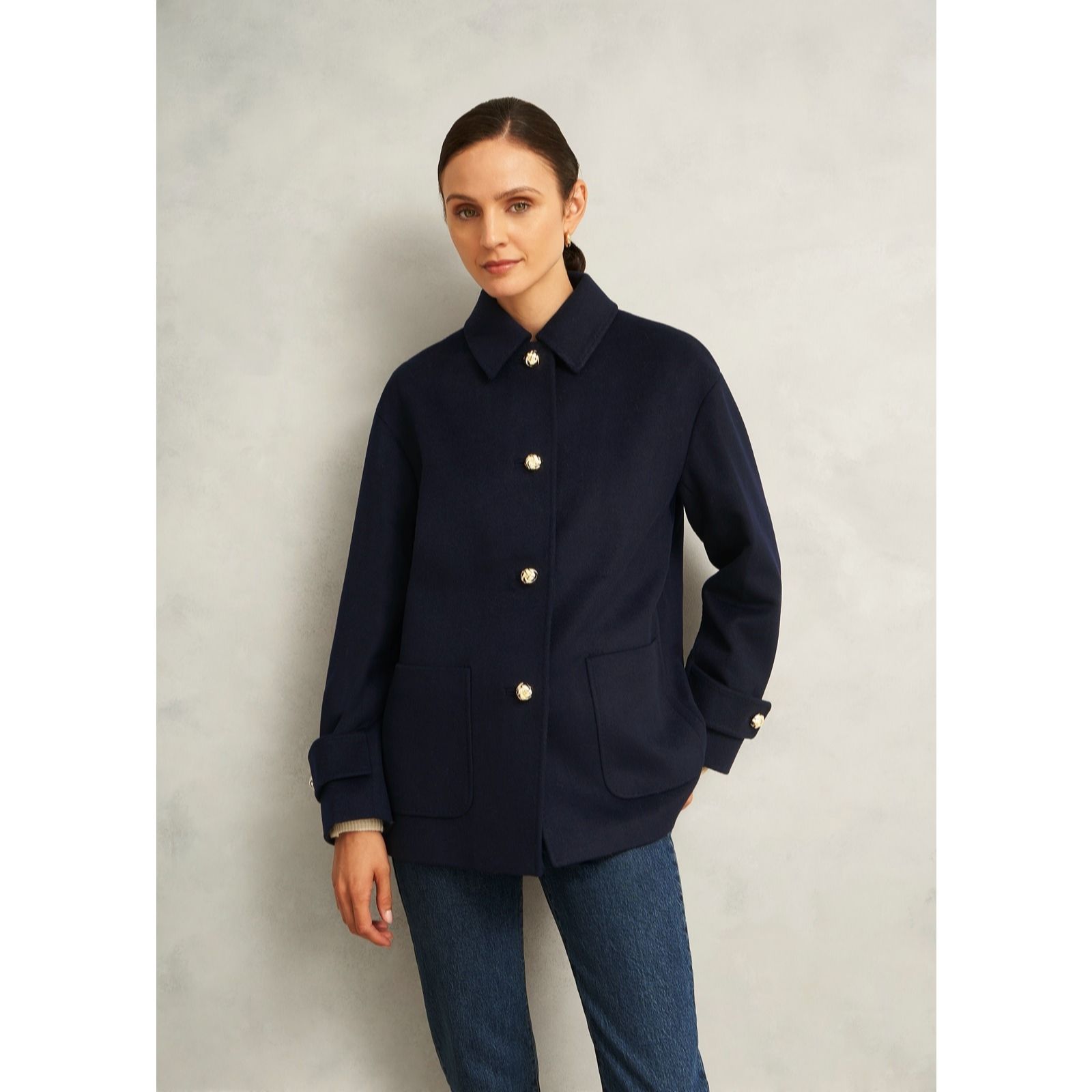 Hobbs London Navy Erin Wool Blend Coat