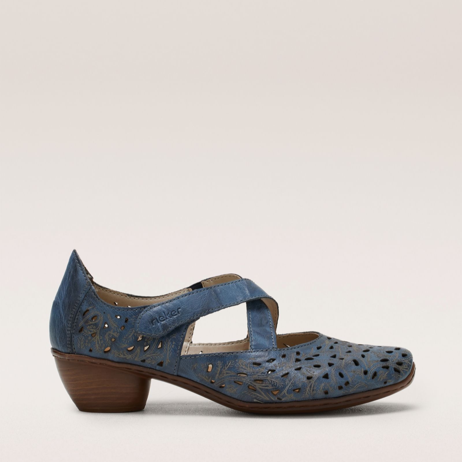 Rieker Blue Leather Heel Shoes