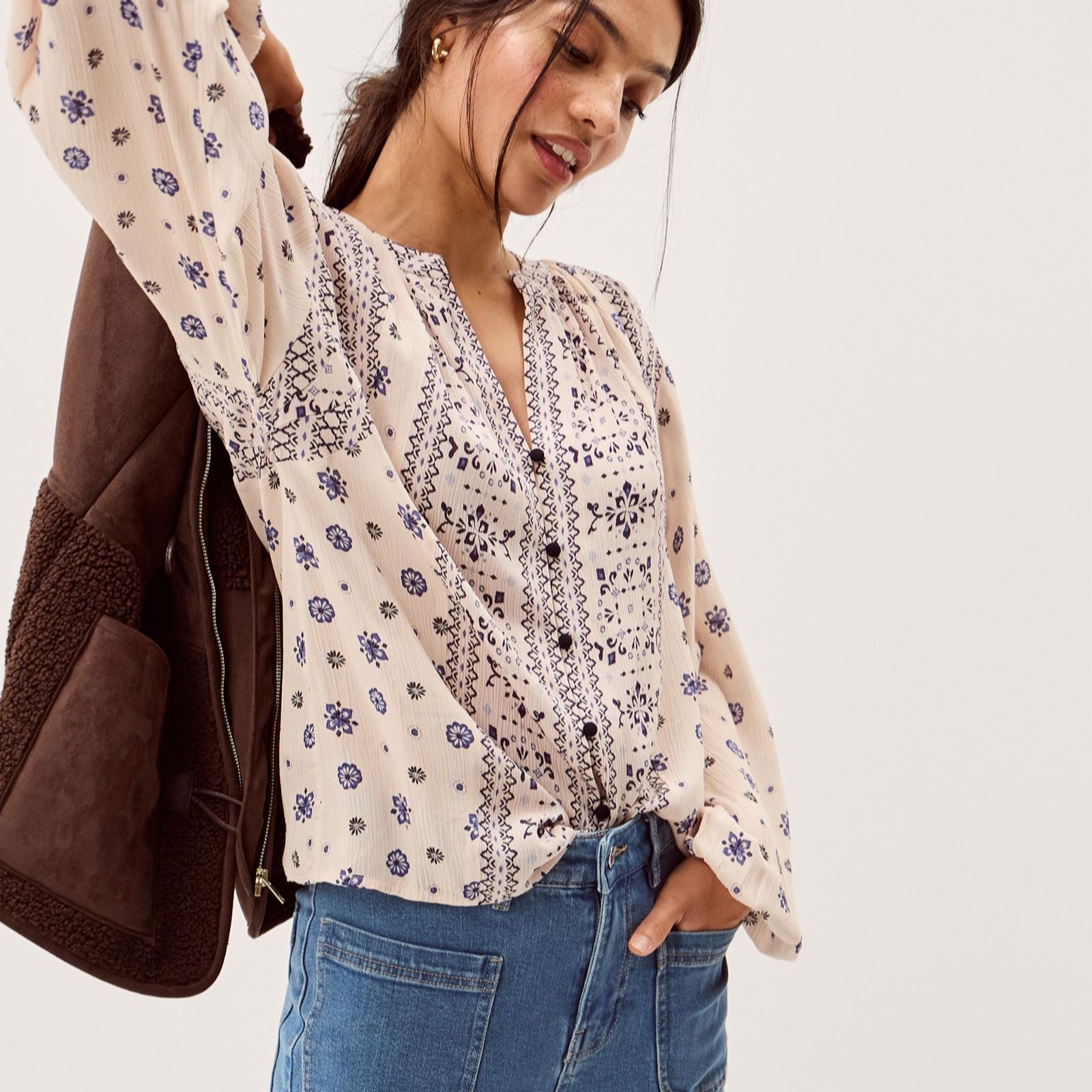 Monsoon Ivory Bonny Print Top