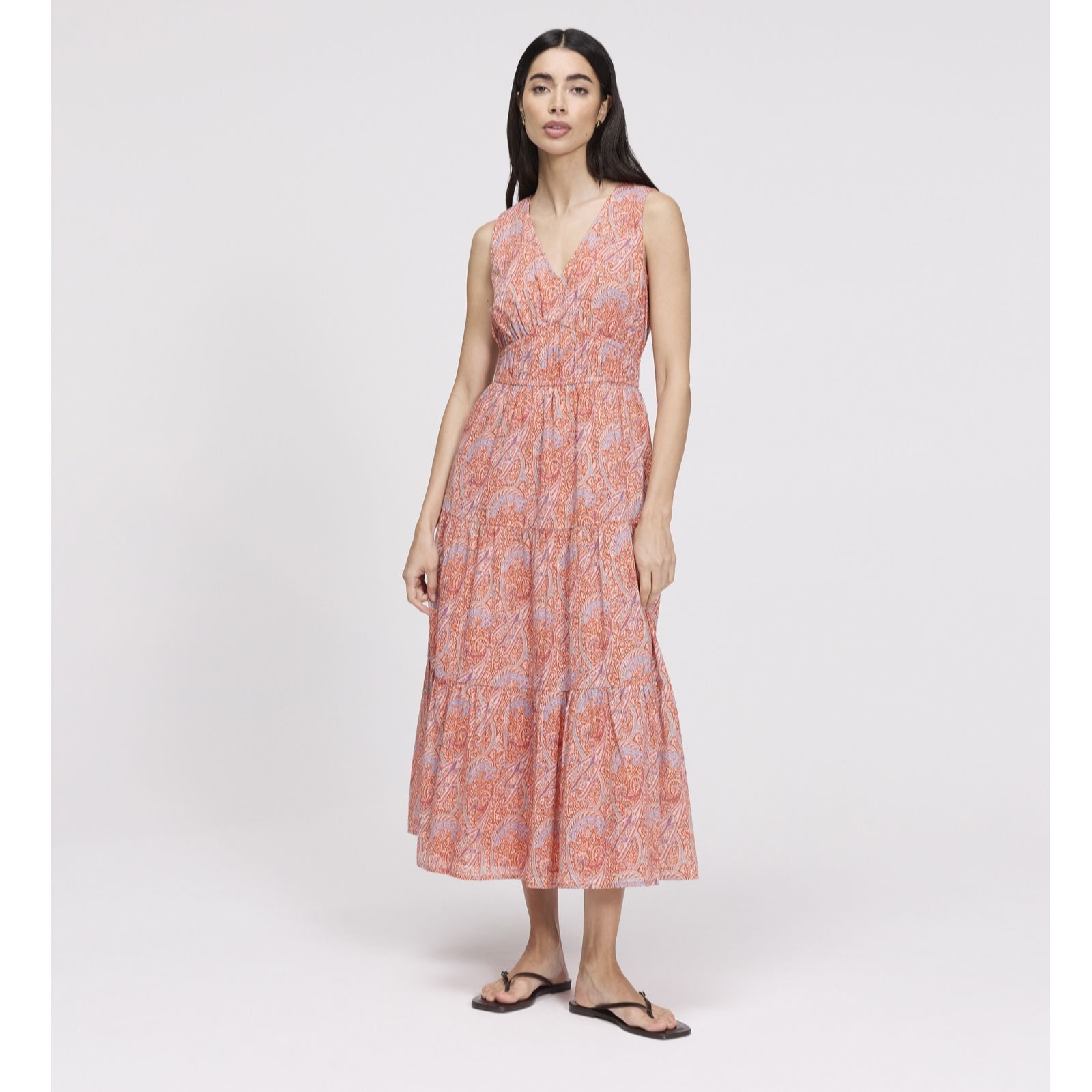 Finery London Shannon Paisley Print Tiered Dress Standard women's
