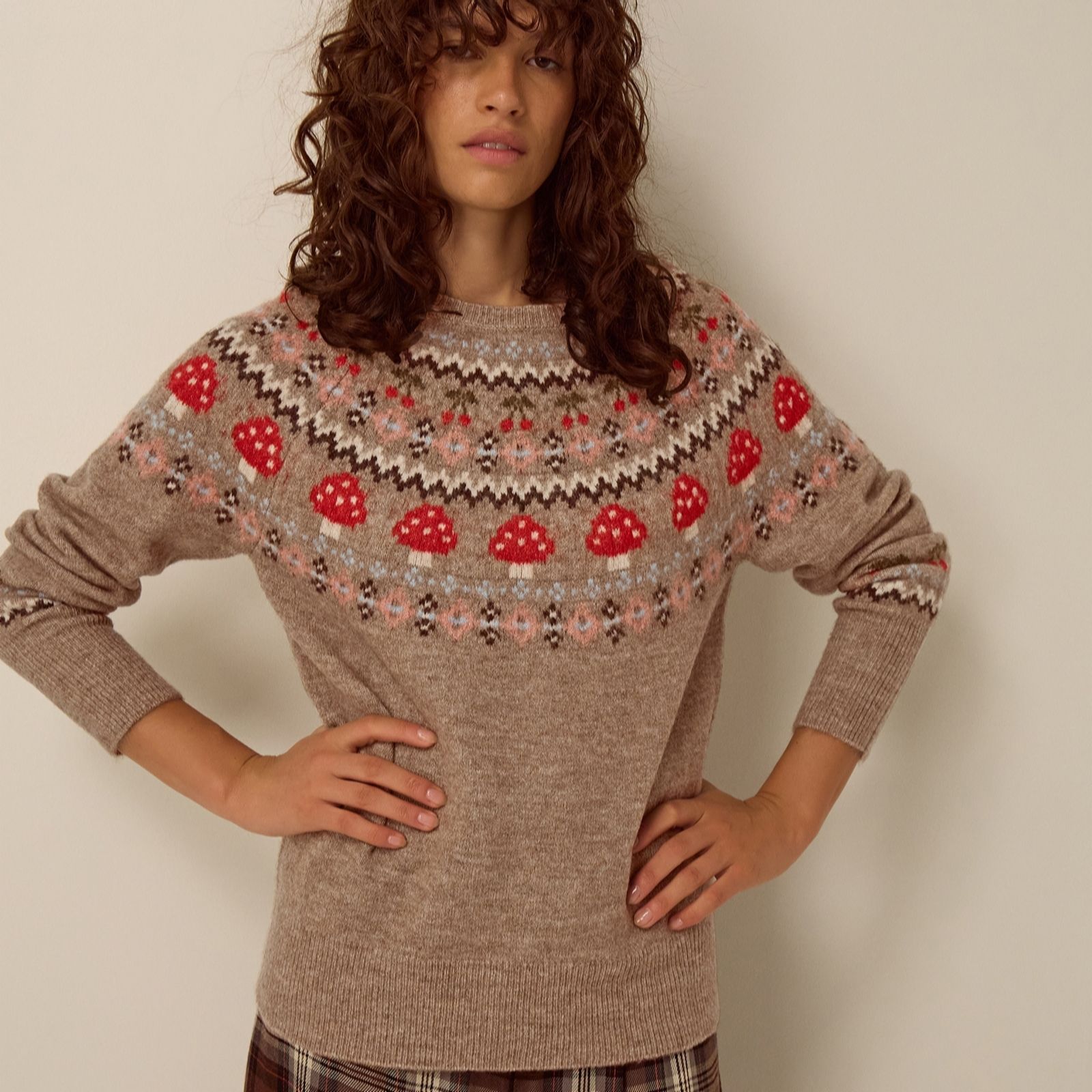 Monsoon Mia Mushroom Fair Isle Jumper women's