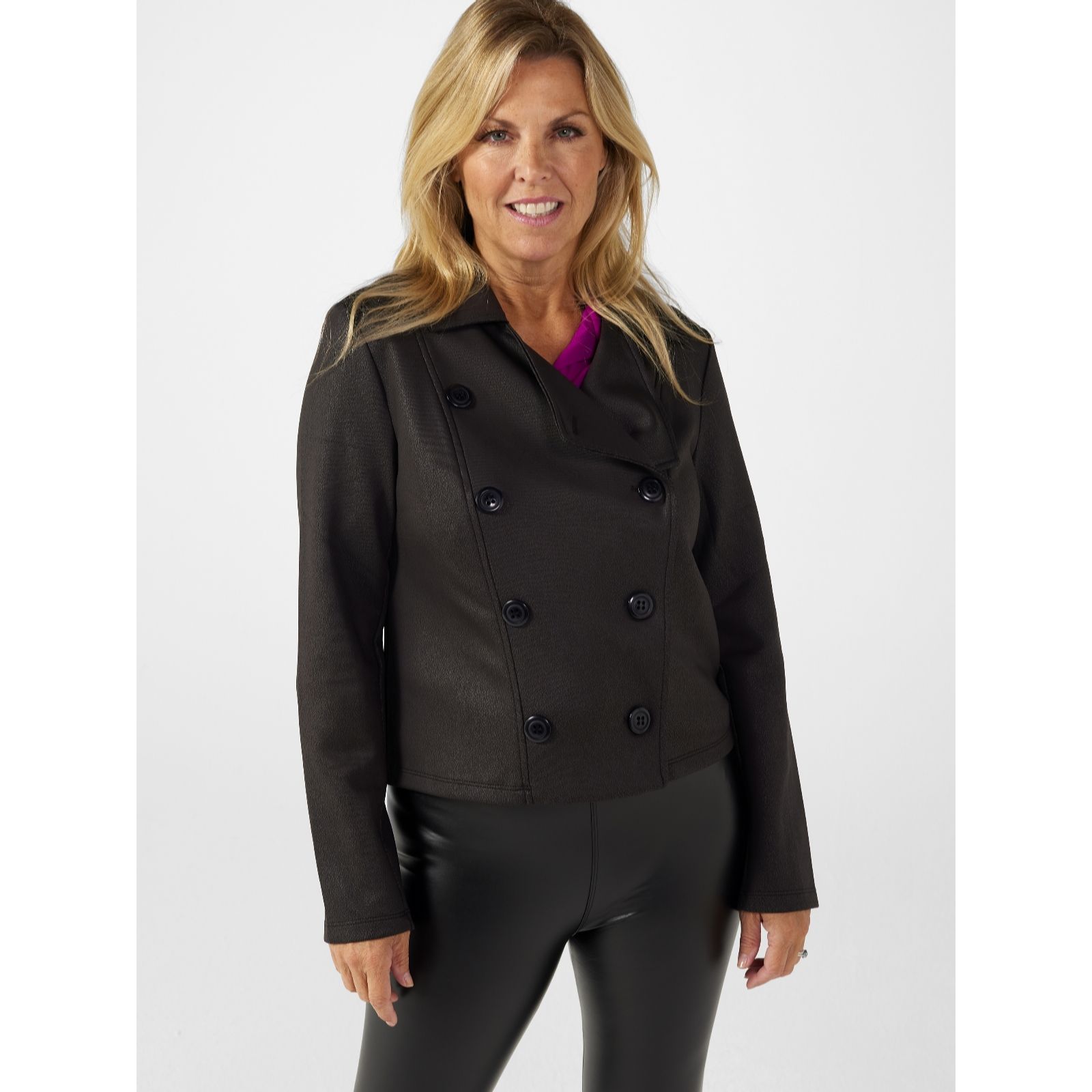 Kim & Co Croco Biker Jacket with Buttons