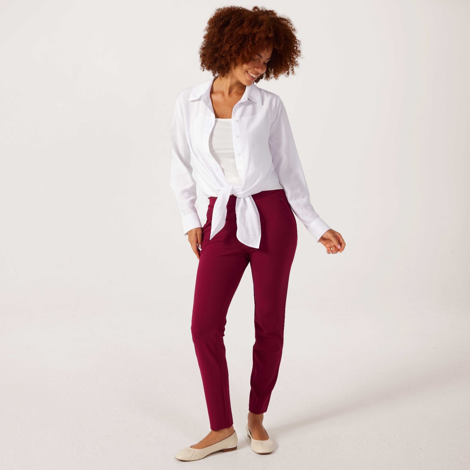 Nina Leonard Black Slim Petite Trousers With Invisible Zipper Pocket