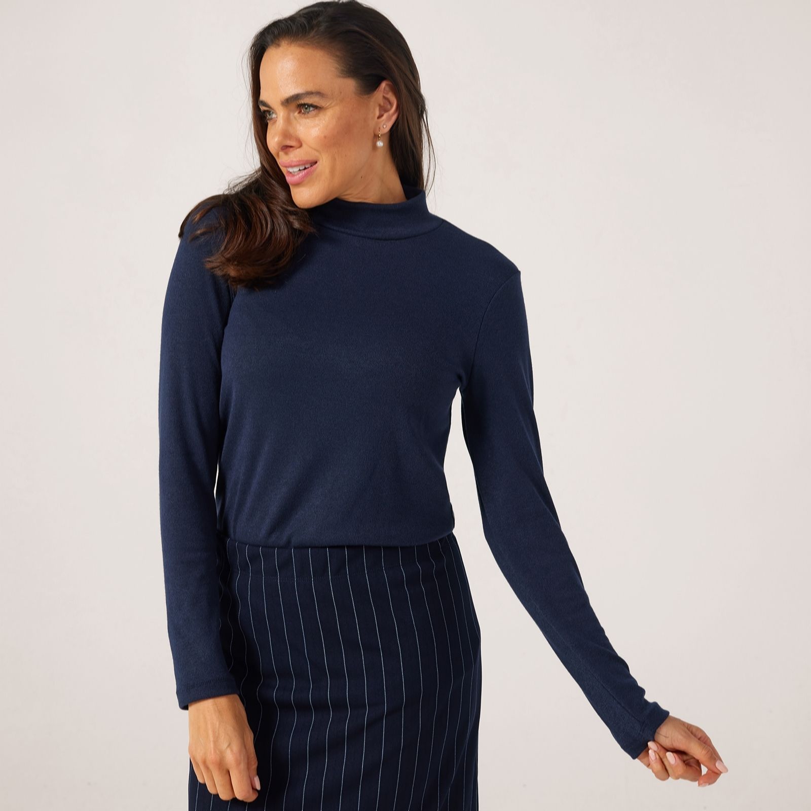 Kim & Co Cardinal Red Divine Knit Long Sleeve High Mock Neck Top.