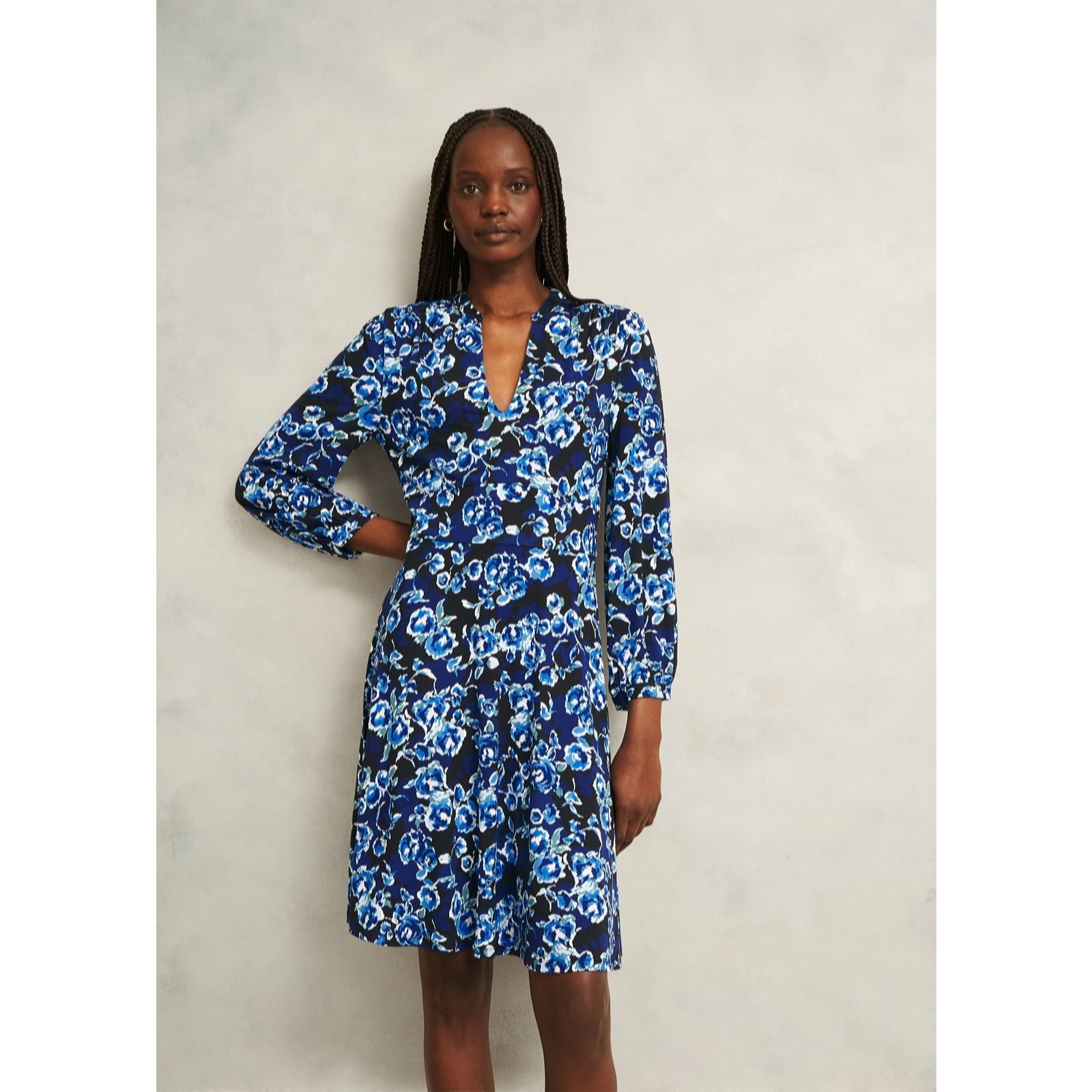 Hobbs London Women's Navy Multi Harper Jersey Dress