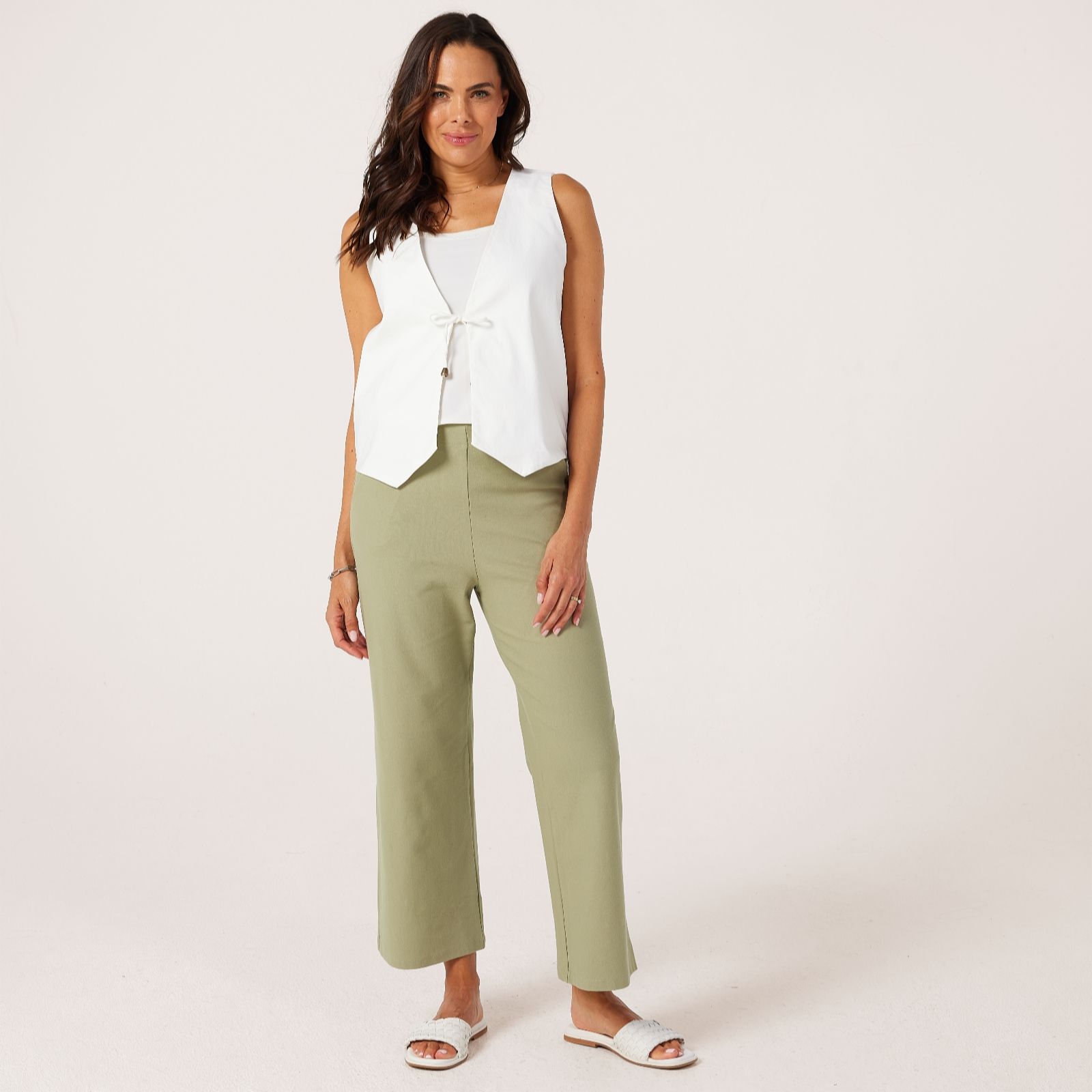Kim & Co Celadon Deluxe Denim Knit Vivian Straight Ankle Standard Trousers