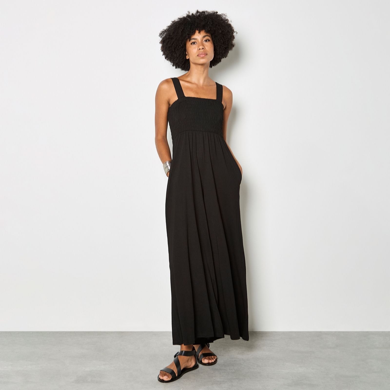 Apricot Black Smoked Jersey Slub Jumpsuit