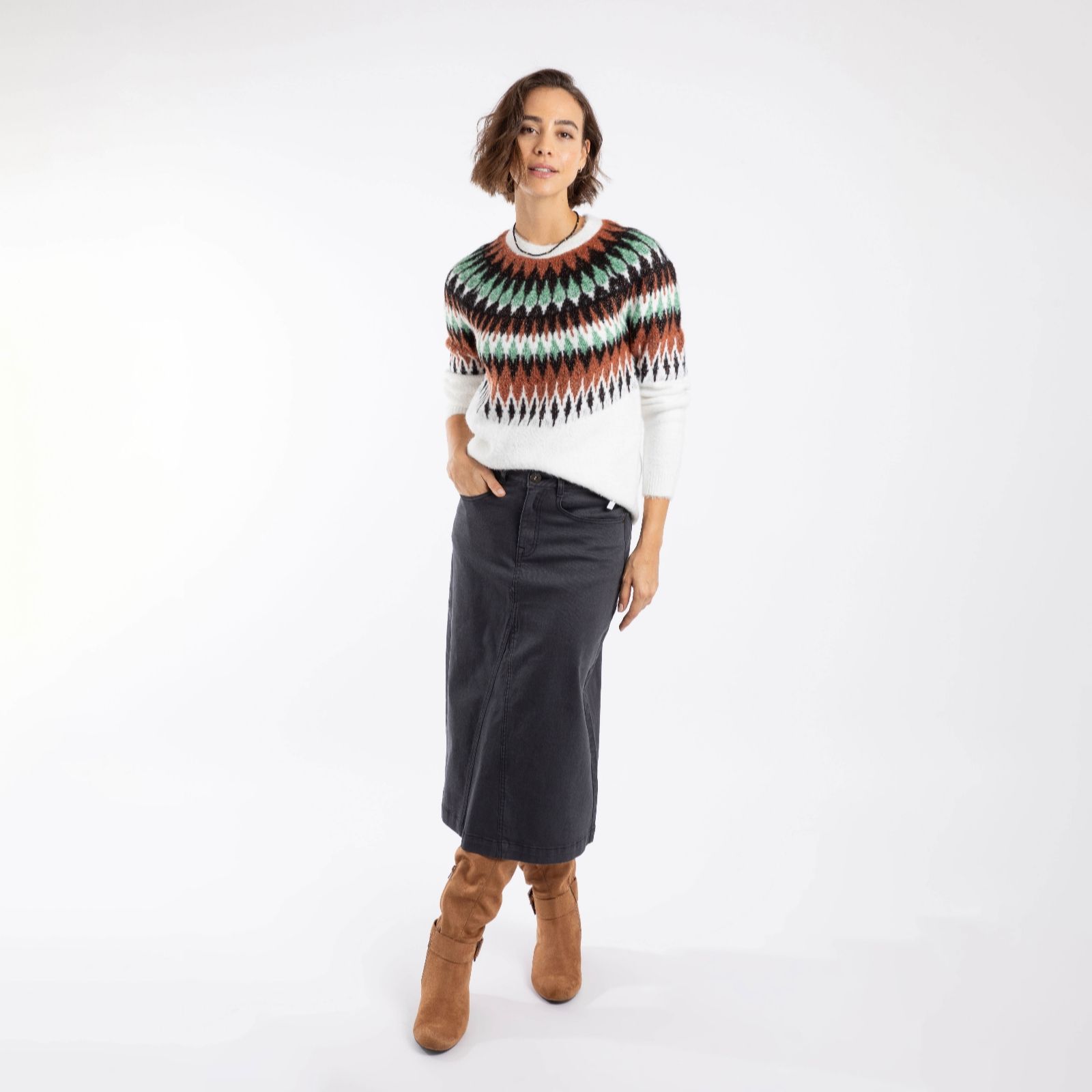 Weird Fish Juda Denim Skirt women's