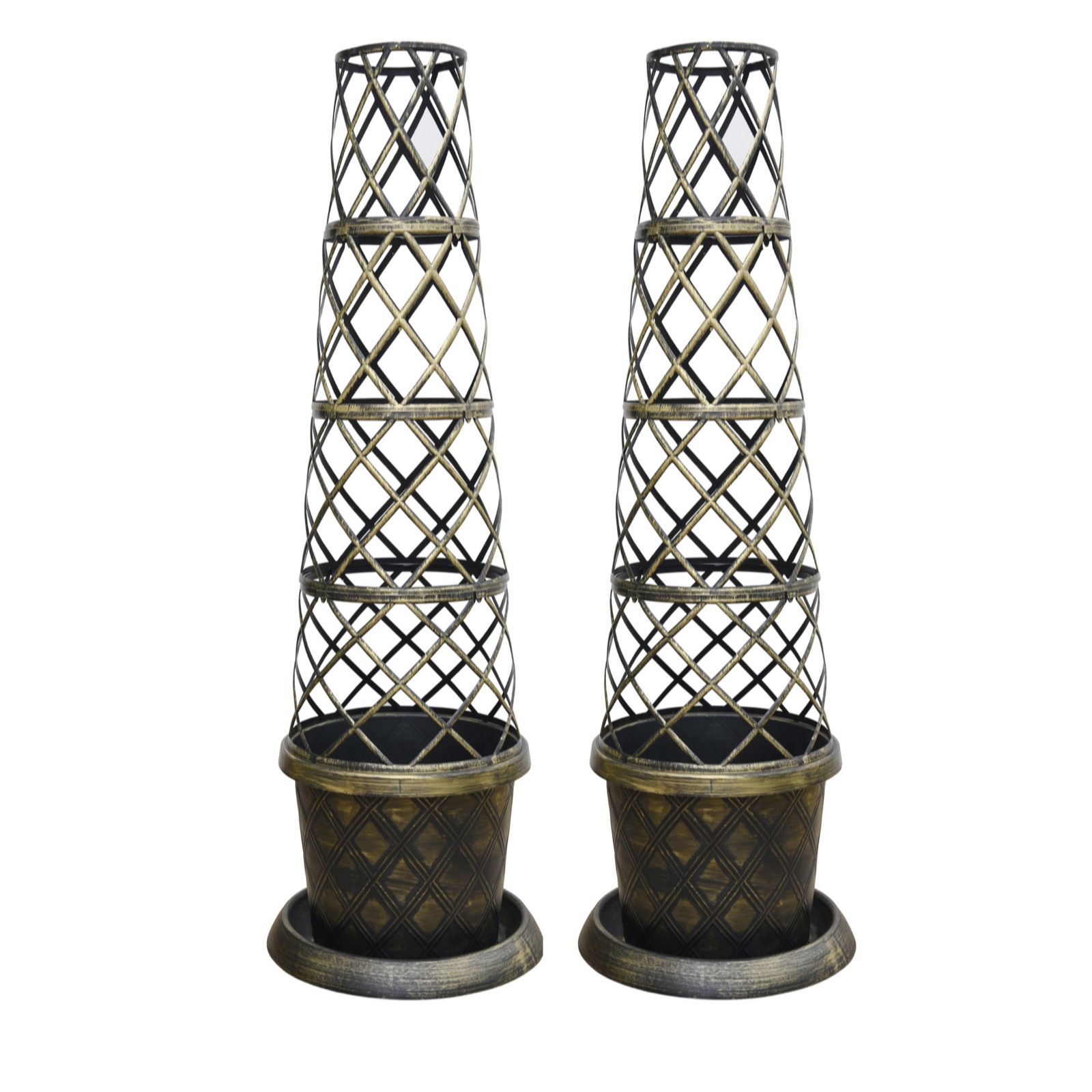 Thompson & Morgan 2 x Black & Gold Tower Pots