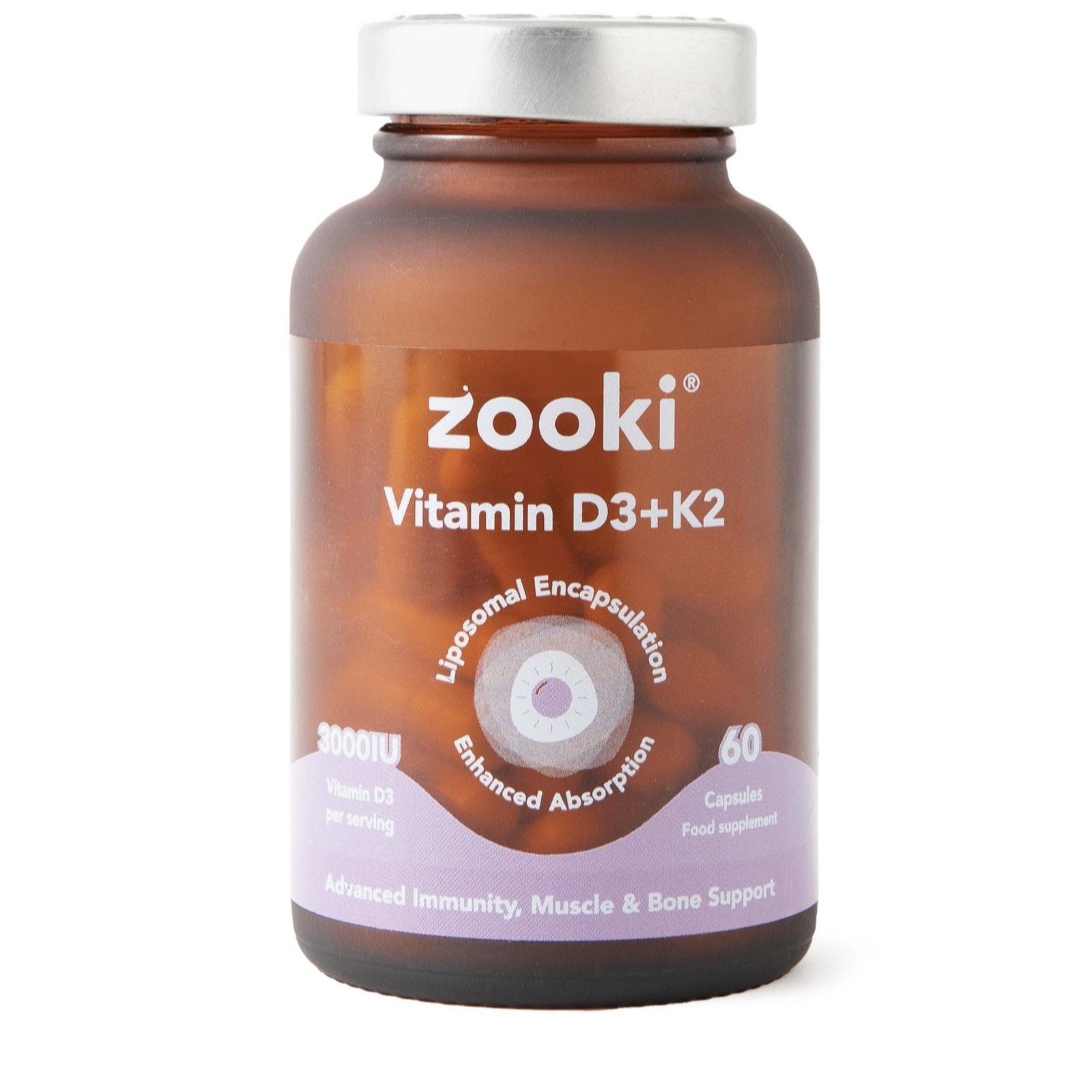 Zooki Vitamin D3 & K2 Capsules 1 Month Supply