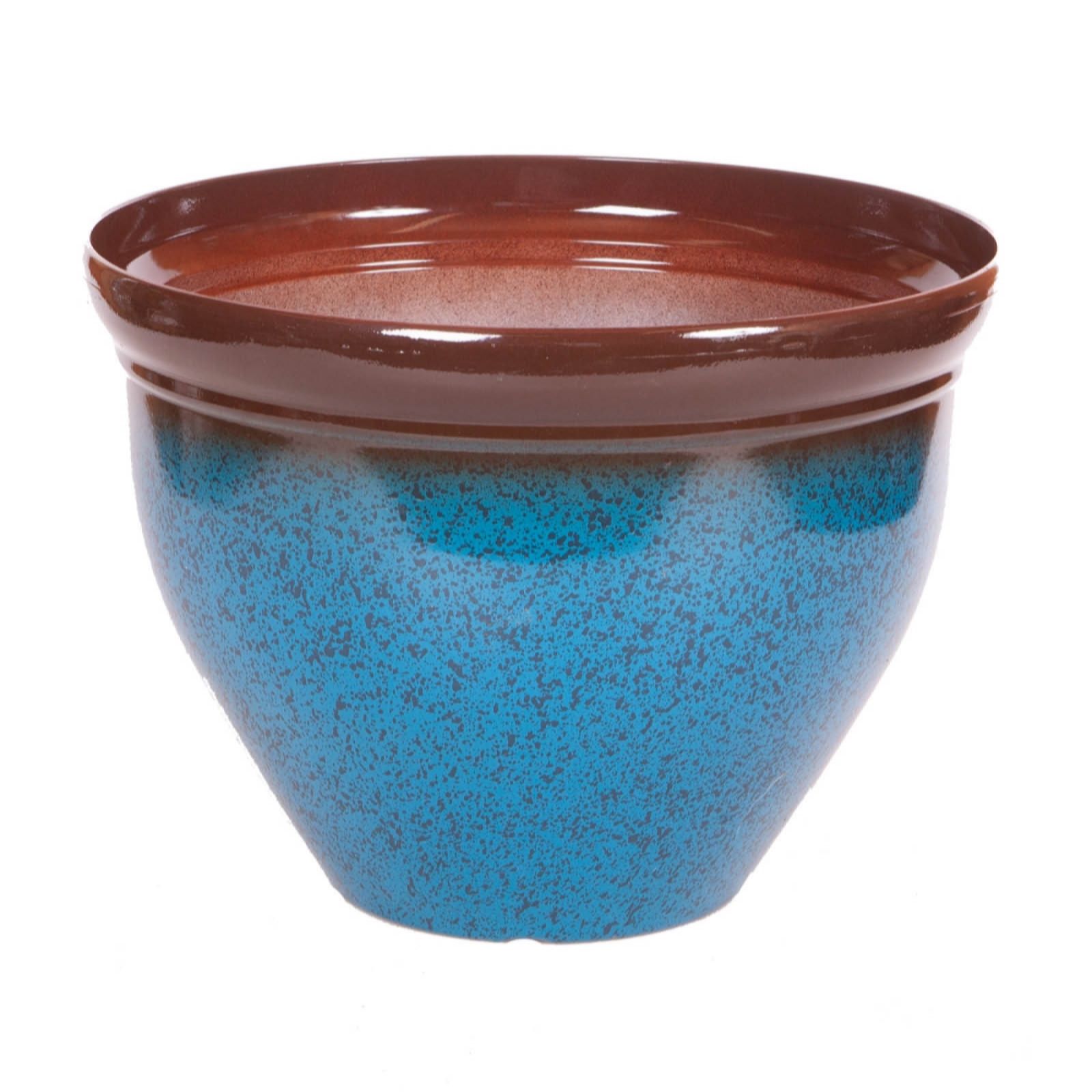 Yougarden Blue Ceramic Look Mottled Planter 39.5Cm Diameter