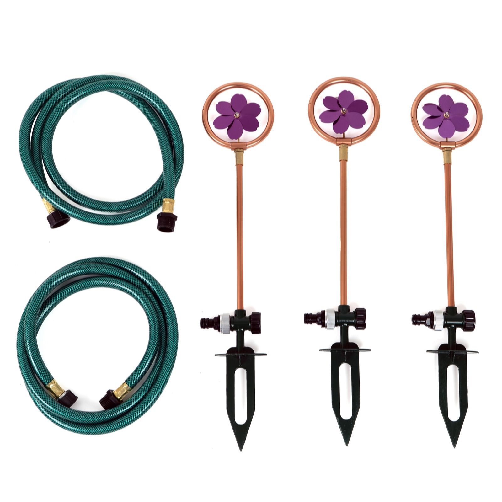 Bernini Set of 3 Flower Spinning Sprinkler Stakes
