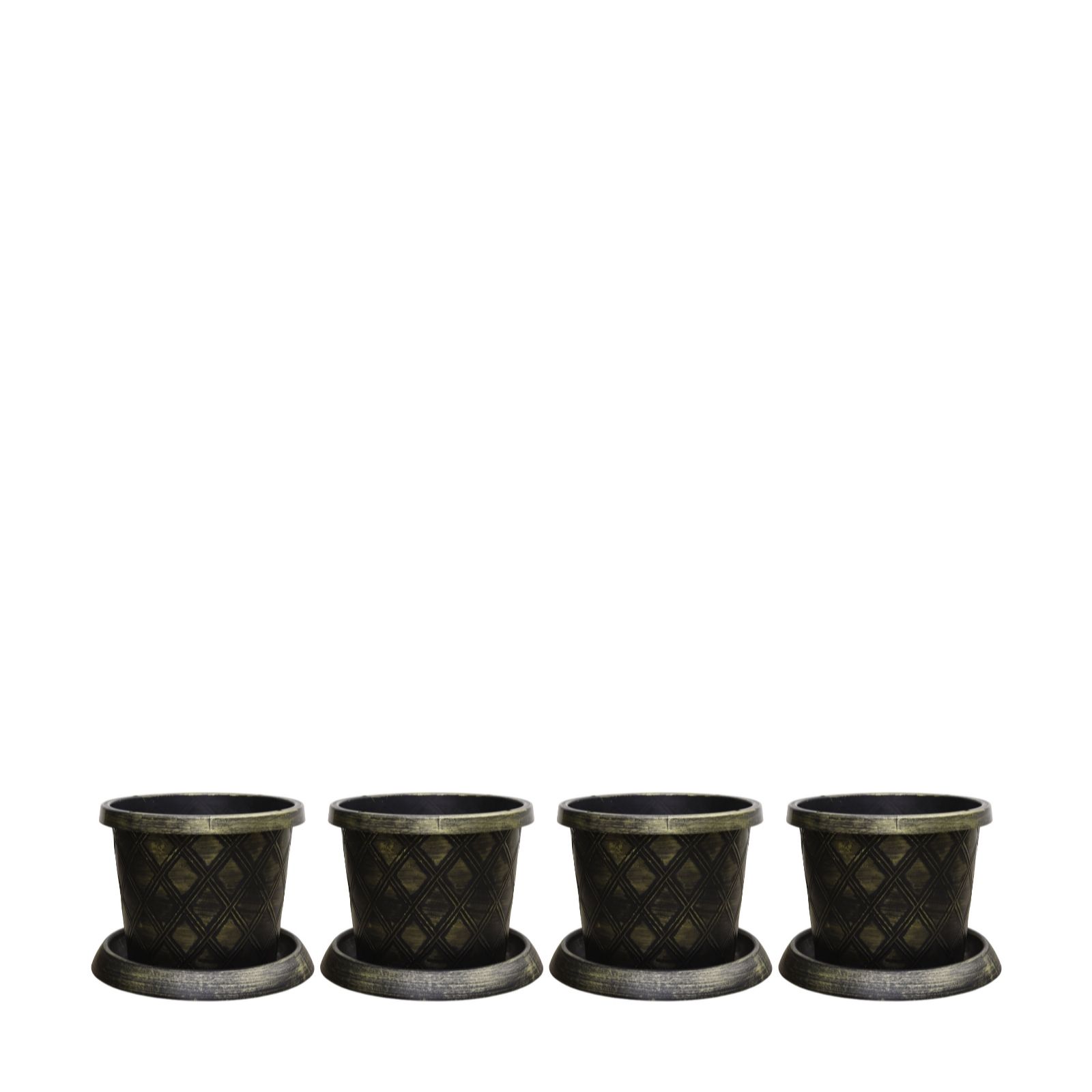 Thompson & Morgan Black & Gold Patio Pot & Saucer (24 litre) (39cm) Large x 4