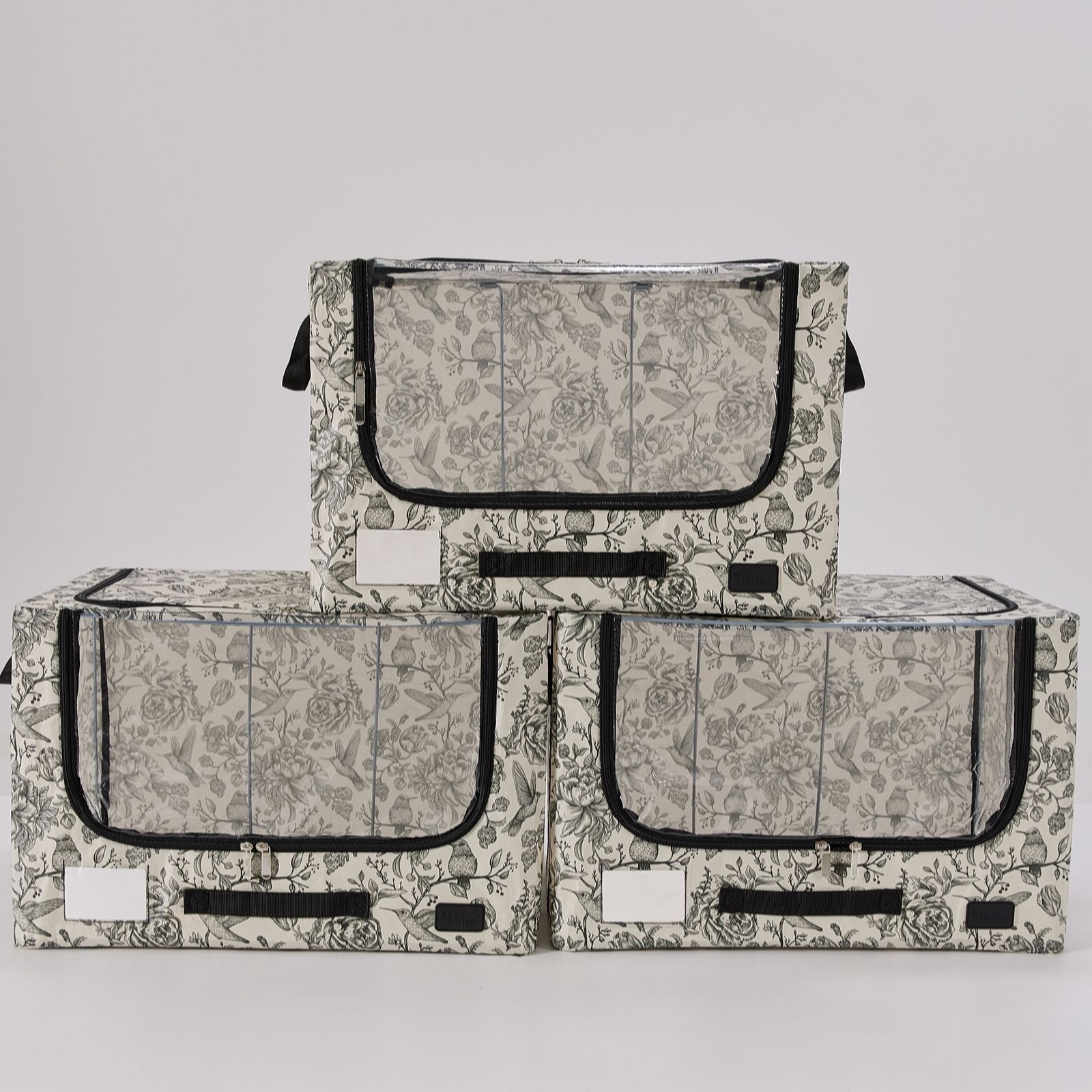 Periea Blush Blossom Set Of 3 Large Collapsible Wipe Clean Tarp Storage Boxes