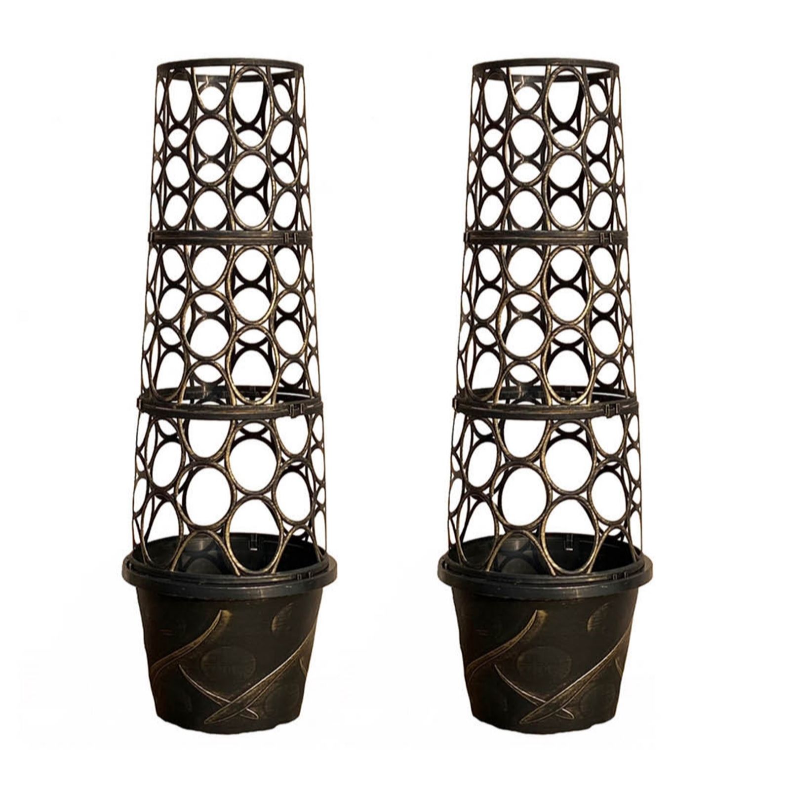 Yougarden Gold Tower Pot And Frame 36Cm Diameter X 2